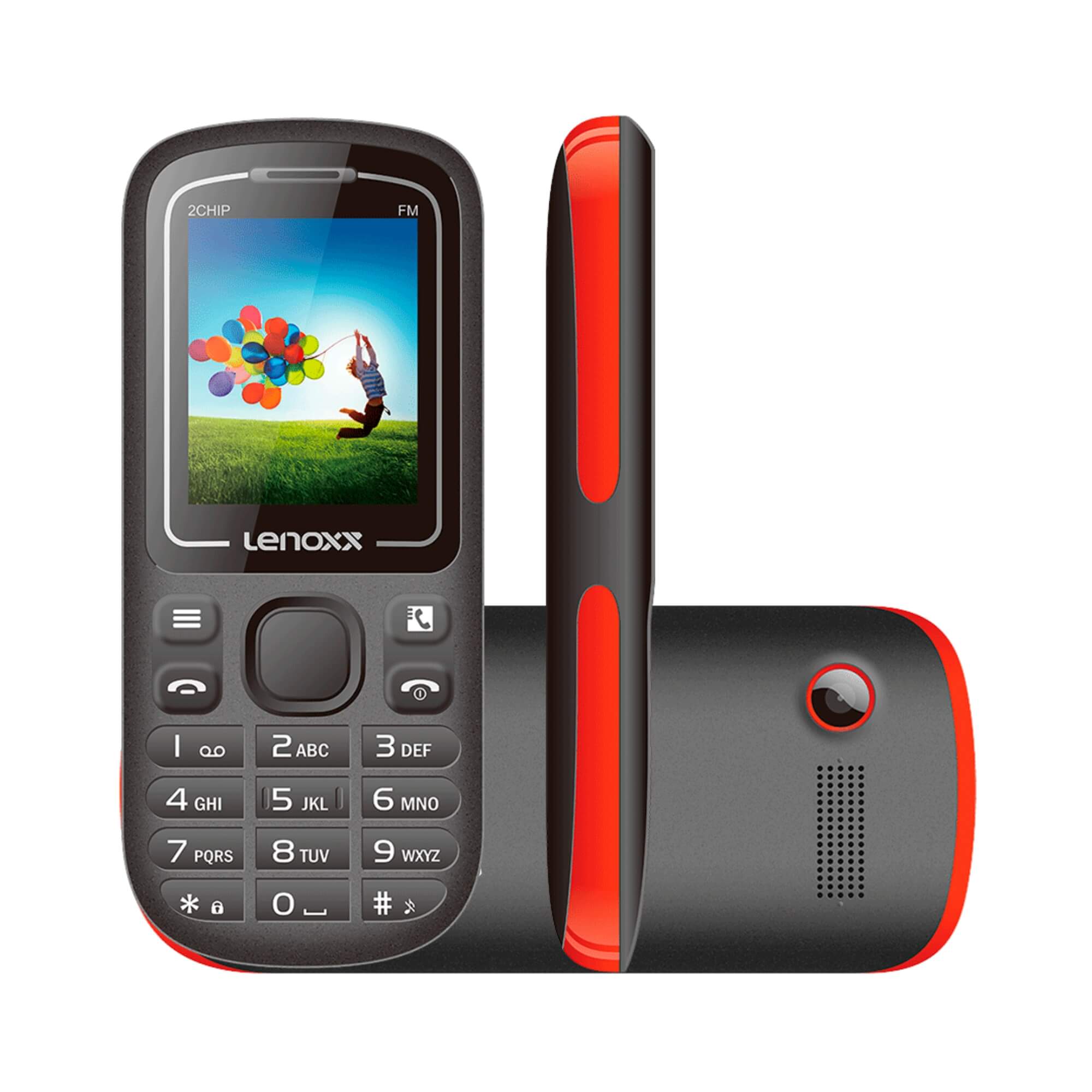 Celular para Idoso Dual Chip, Tela 1.8", Câmera VGA, Bluetooth, Preto e Vermelho Lenoxx - CX904_PV