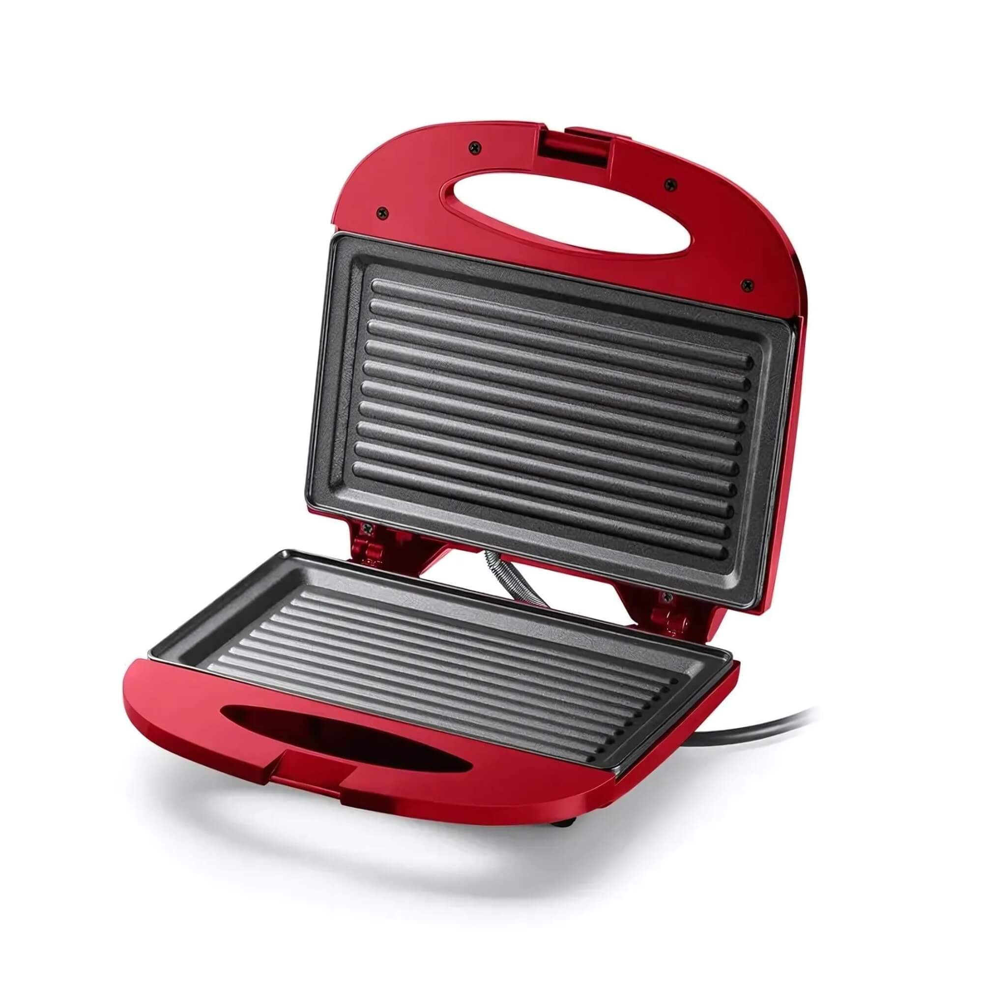 Sanduicheira e Minigrill Chapa Antiaderente Dupla Ondulada 220v 750w Vermelha Multilaser - CE149