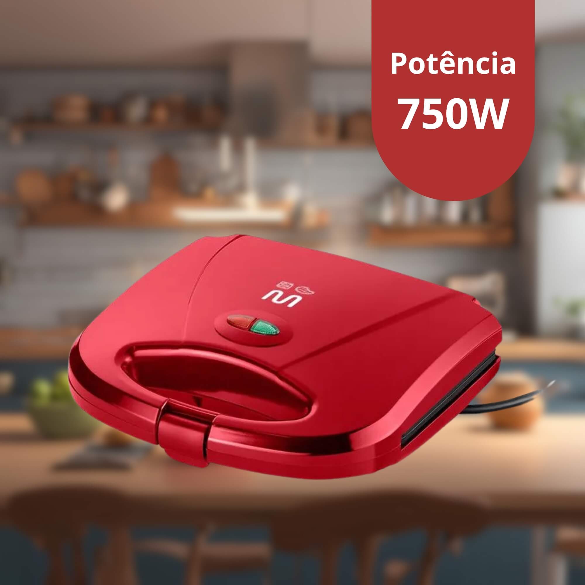 Sanduicheira e Minigrill Chapa Antiaderente Dupla Ondulada 220v 750w Vermelha Multilaser - CE149