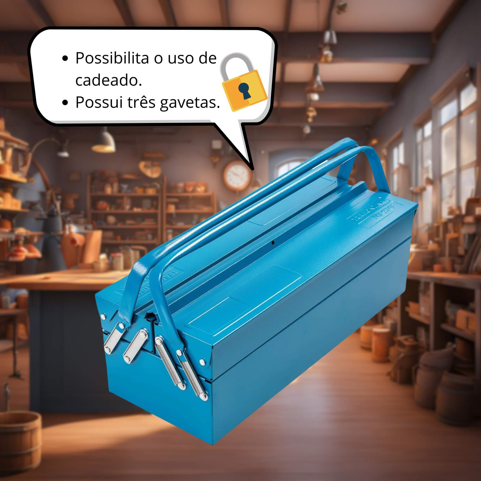 Caixa Sanfonada para Ferramentas MASTER com 3 Gavetas e Alças Fixas Tramontina - 43800004