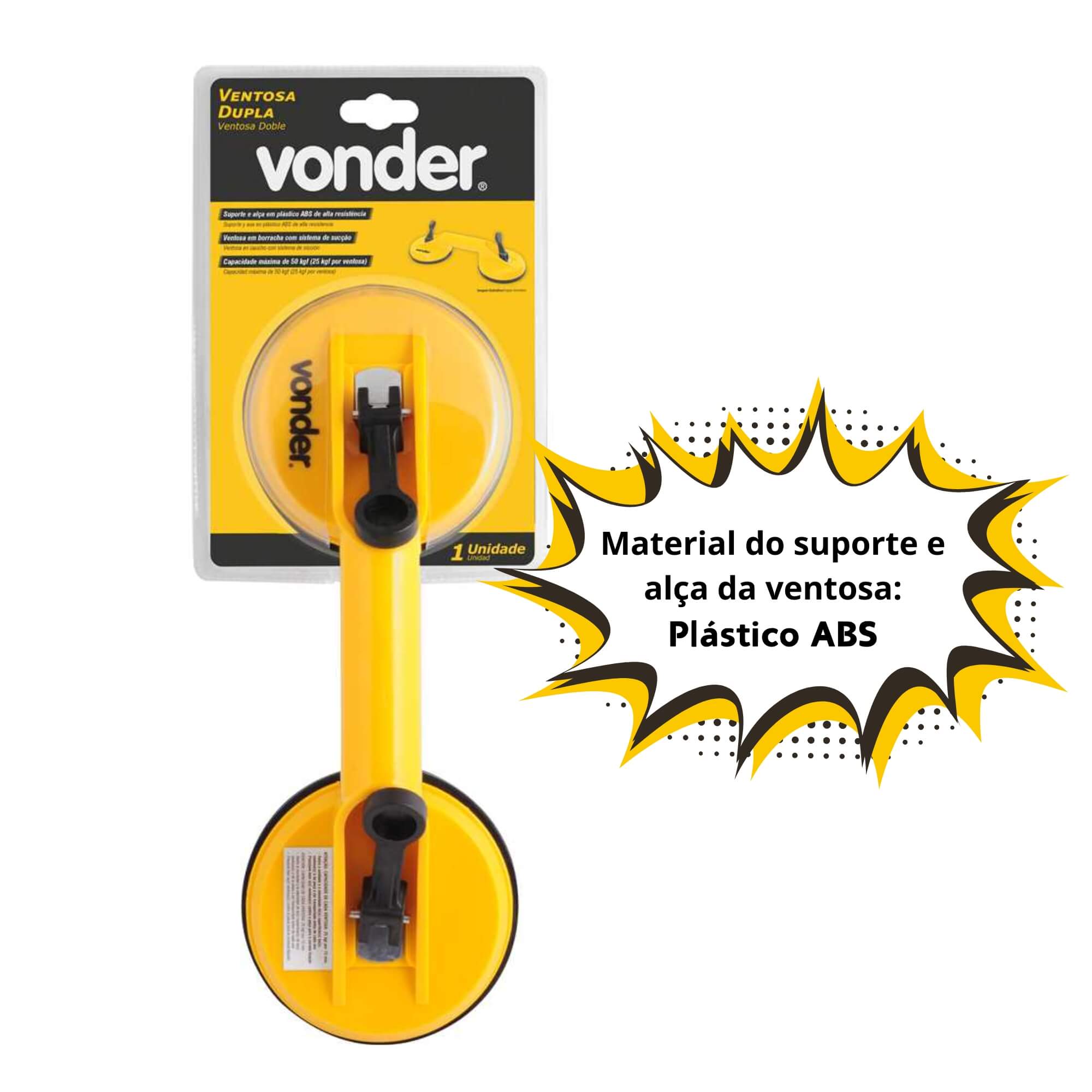 Ventosa Dupla 118mm para Erguer Azulejo Cerâmica Vidro Vonder - 3599002002