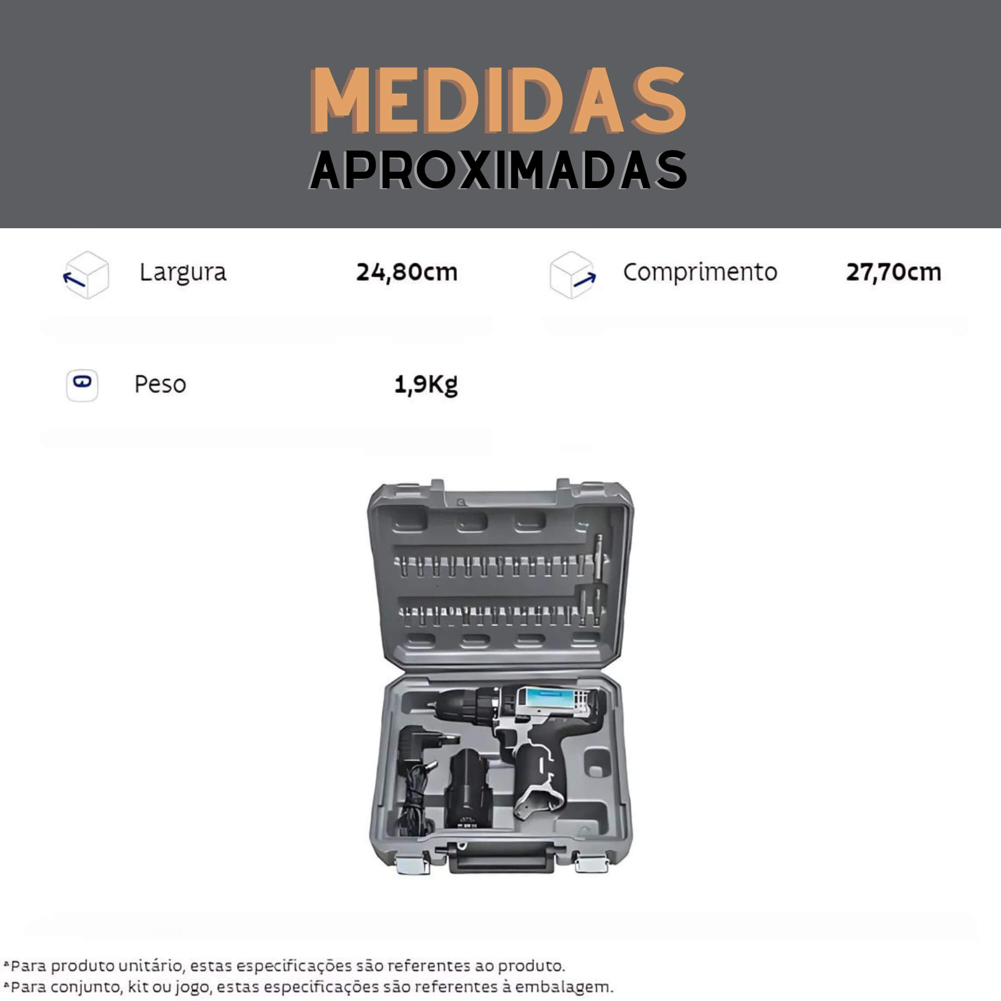 Parafusadeira e Furadeira 10,8V 30 Peças com Maleta Tramontina - 42382030
