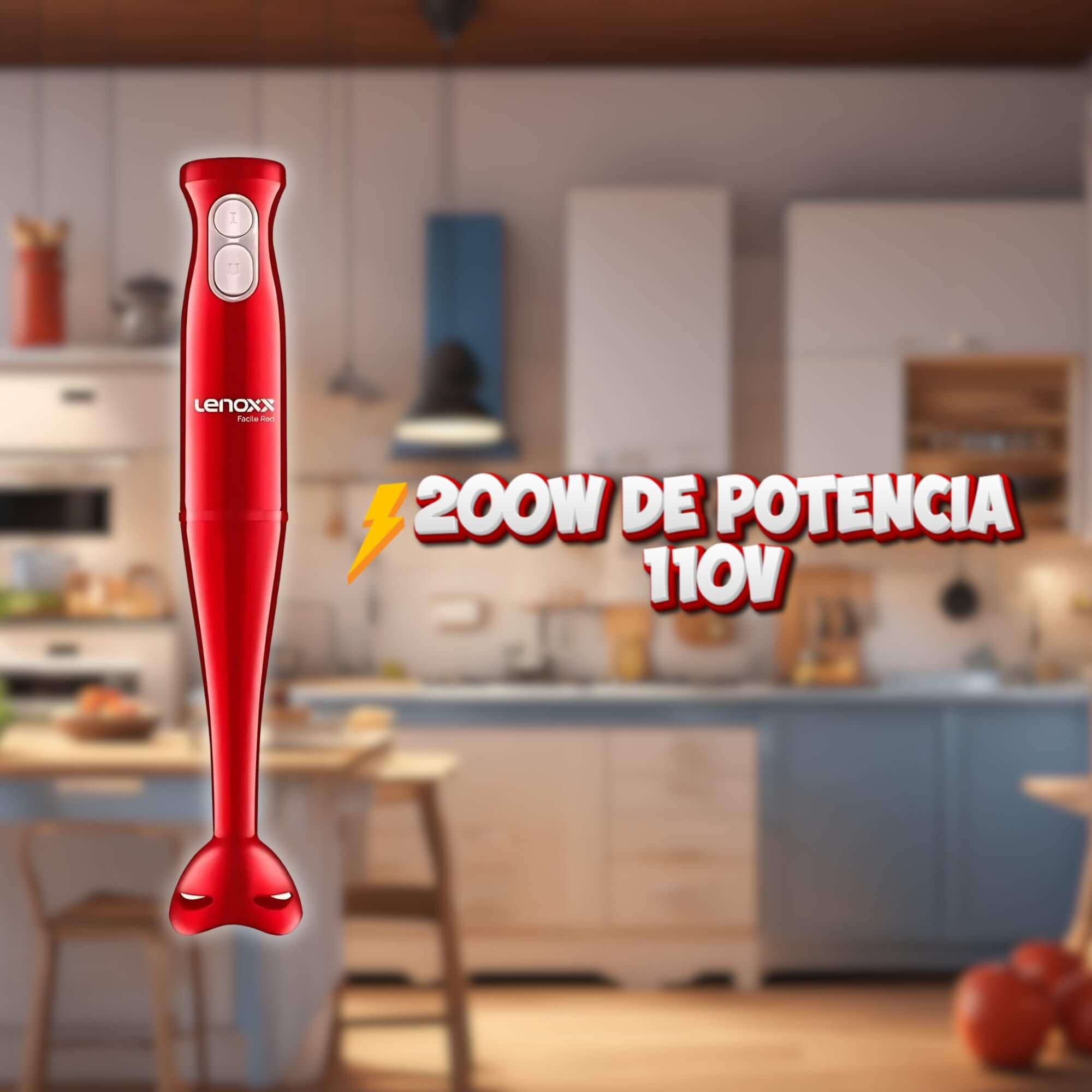 Mixer Facile Misturador de Bebidas Vermelho 200W 110V Lenoxx - PMX409_127