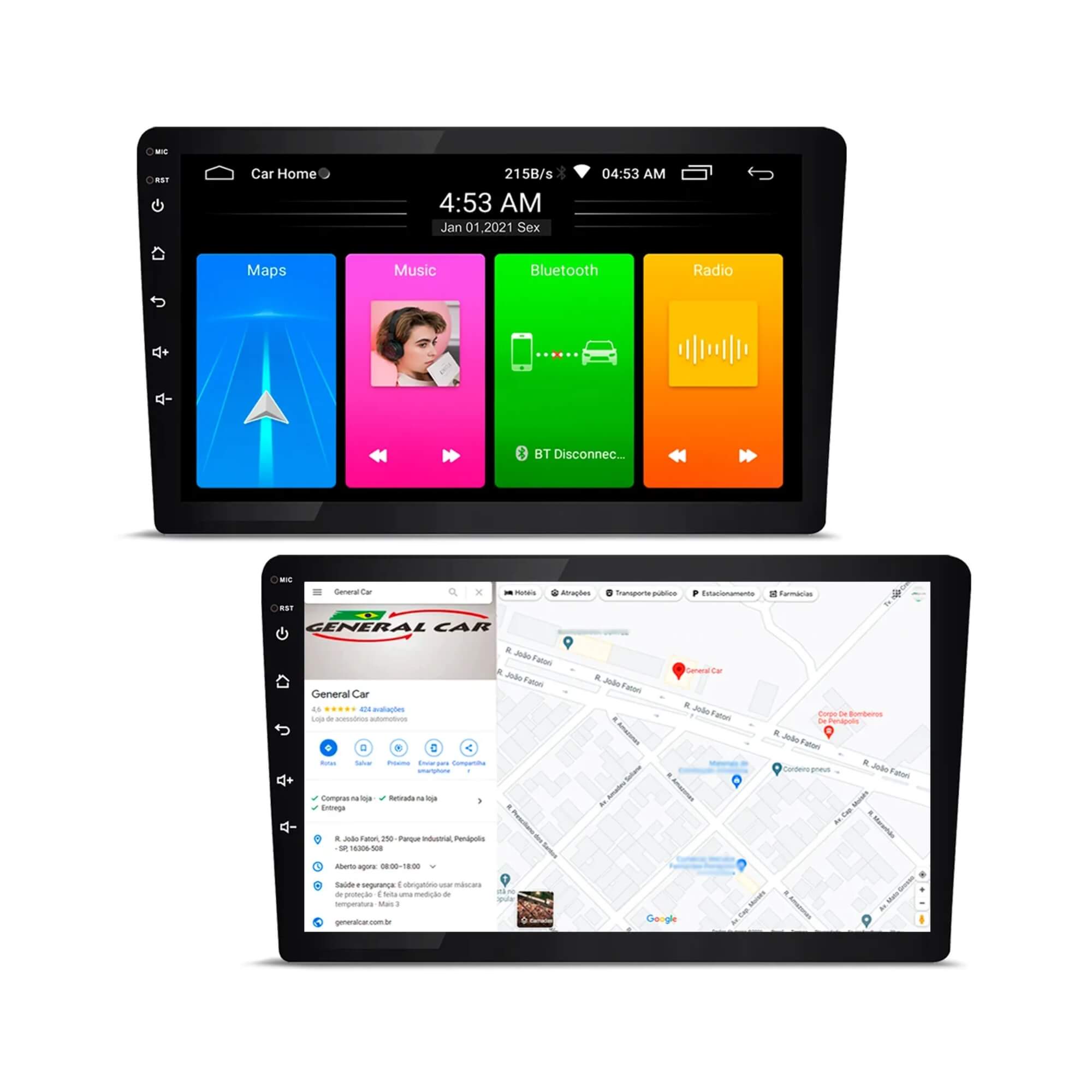 Central Multimídia 10 Polegadas Carplay Android Auto GPS Wifi 2GB RAM Roadstar - RS1015BR MI