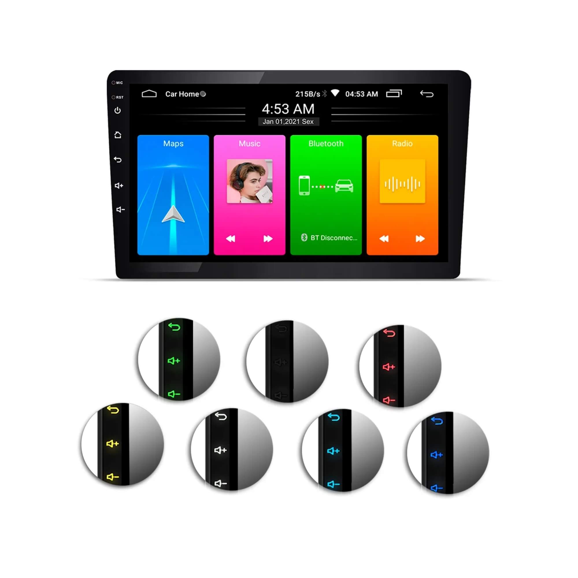 Central Multimídia 10 Polegadas Carplay Android Auto GPS Wifi 2GB RAM Roadstar - RS1015BR MI
