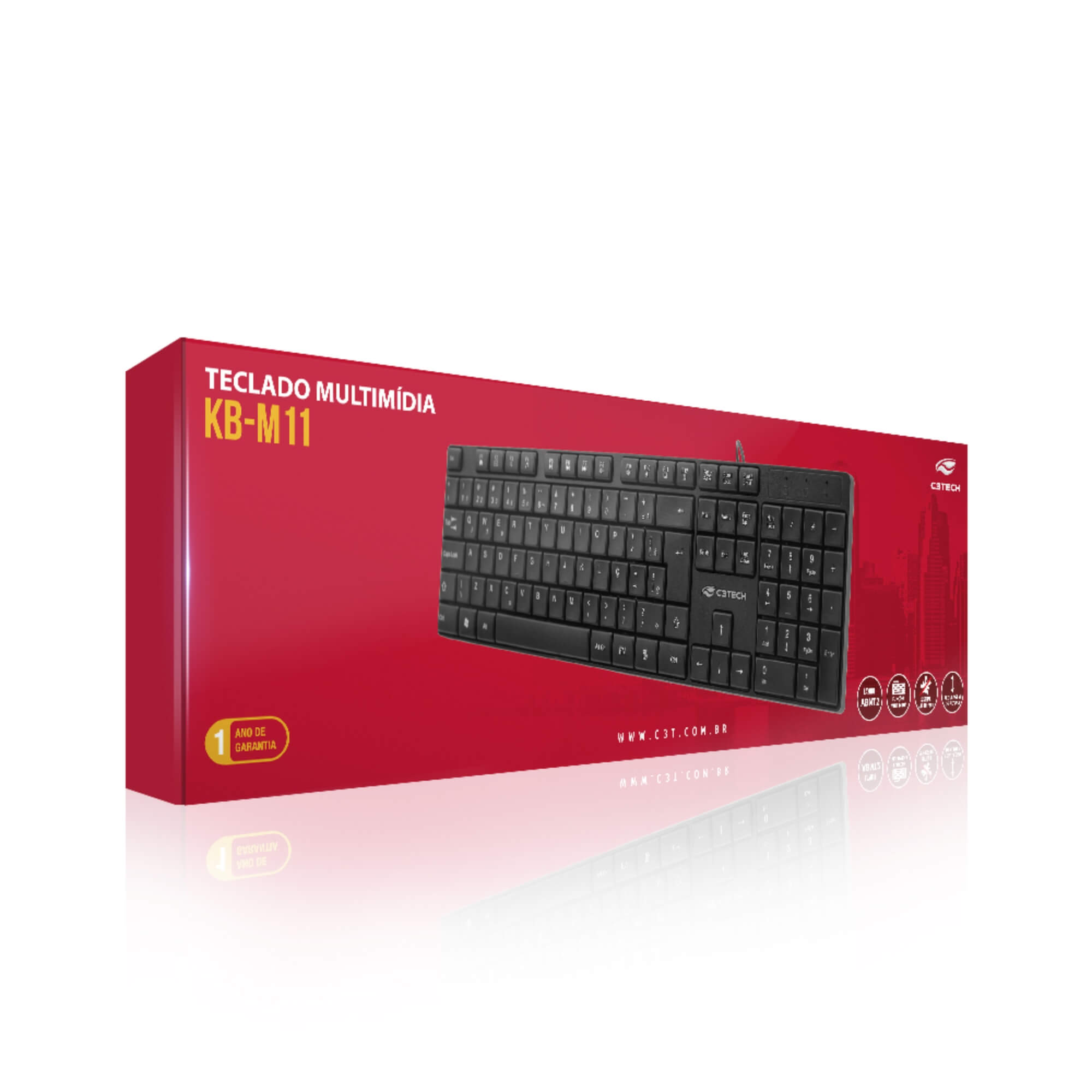 Teclado USB Multimídia KB-M11BK Preto C3Tech - 303020880100