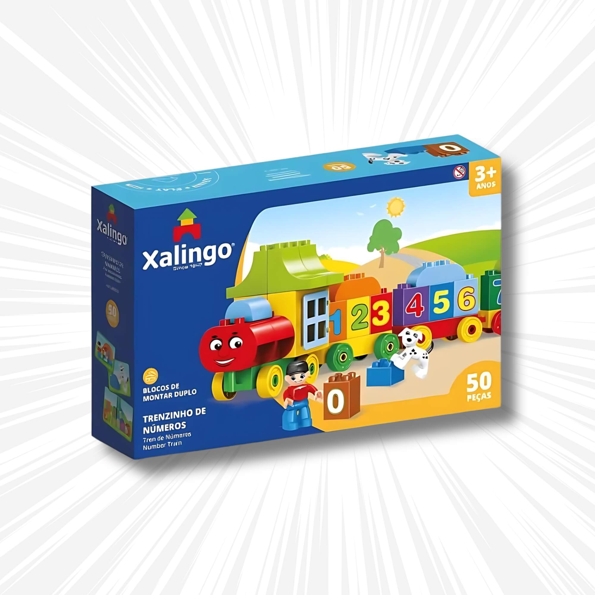 Brinquedo Infantil Bloco Grande Trenzinho em Número 50 Peças Xalingo - 68276