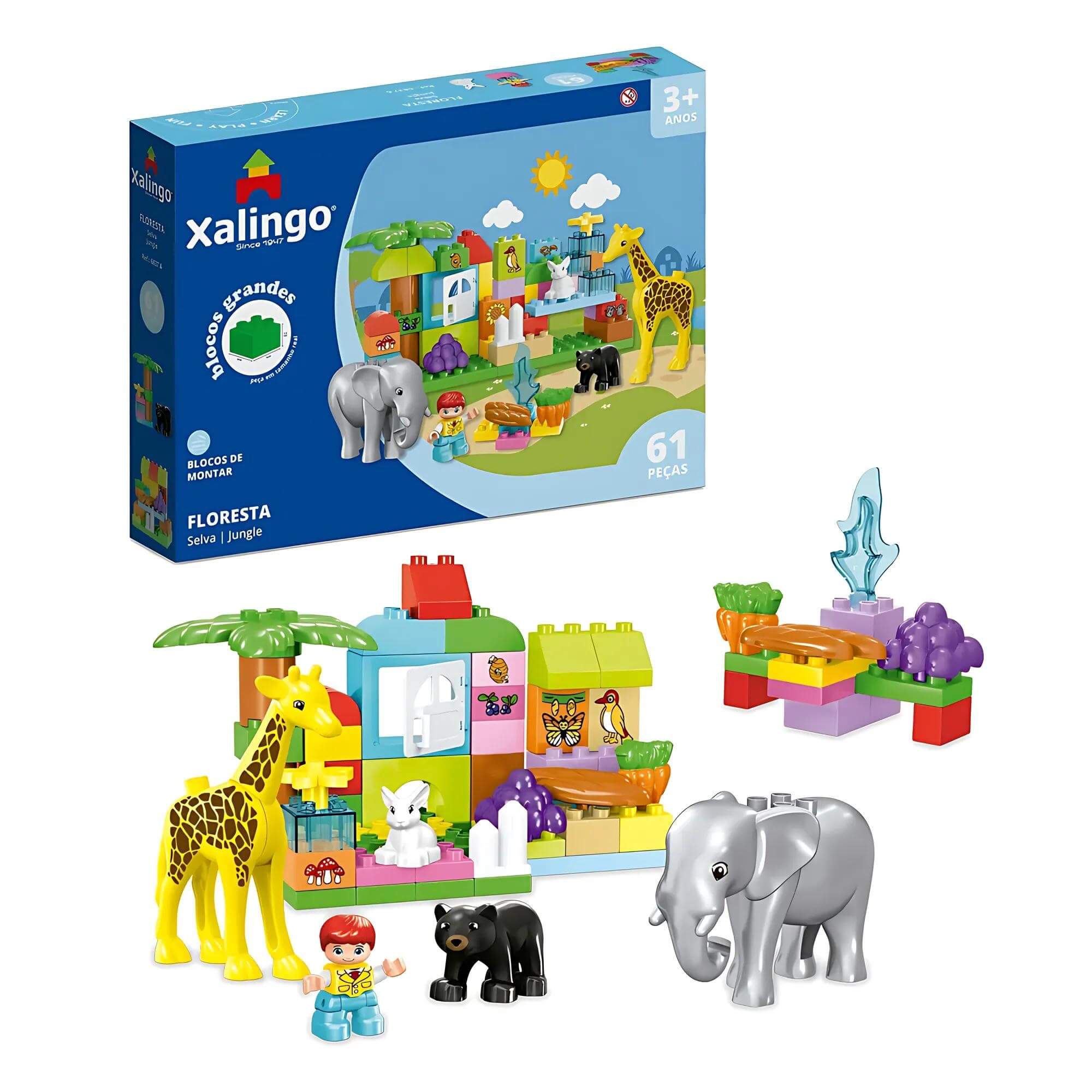 Brinquedo Infantil Bloco de Montar Grande Floresta 61 Peças Xalingo - 68376