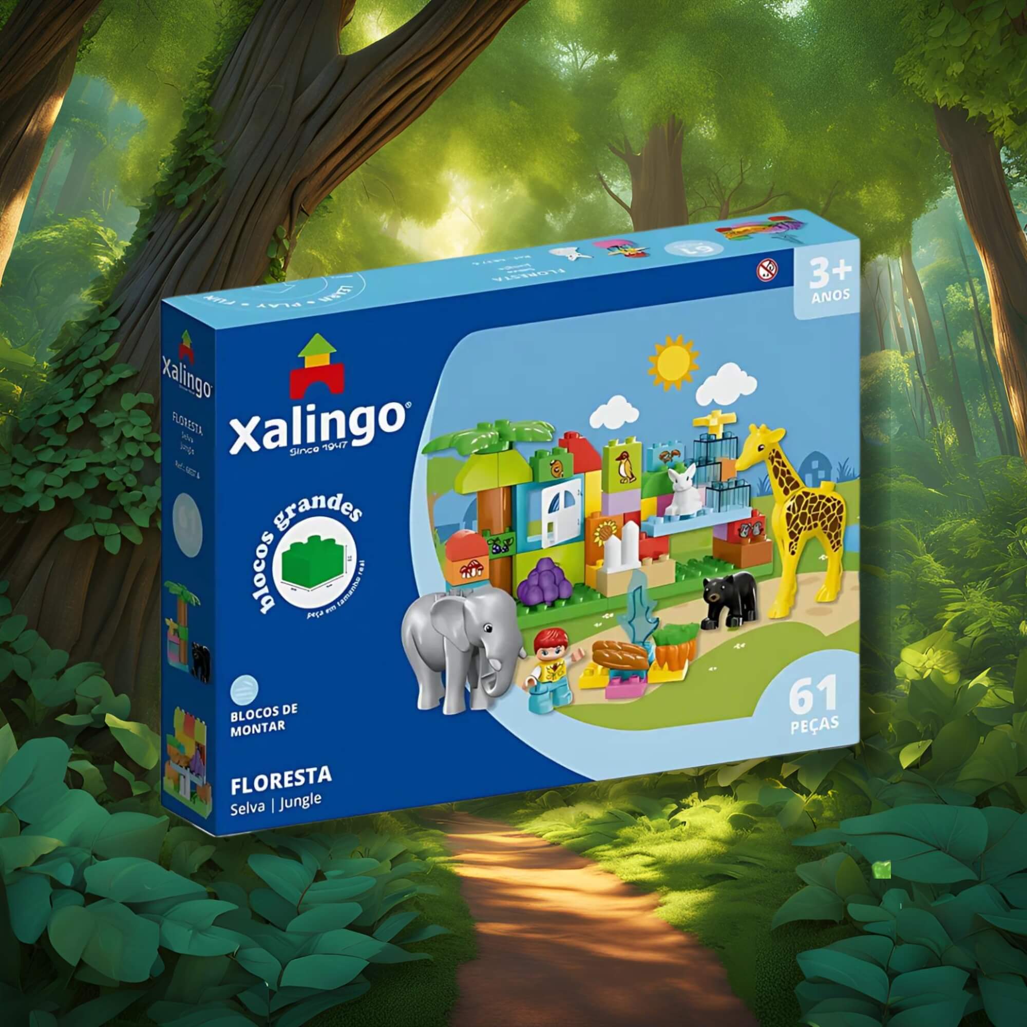 Brinquedo Infantil Bloco de Montar Grande Floresta 61 Peças Xalingo - 68376