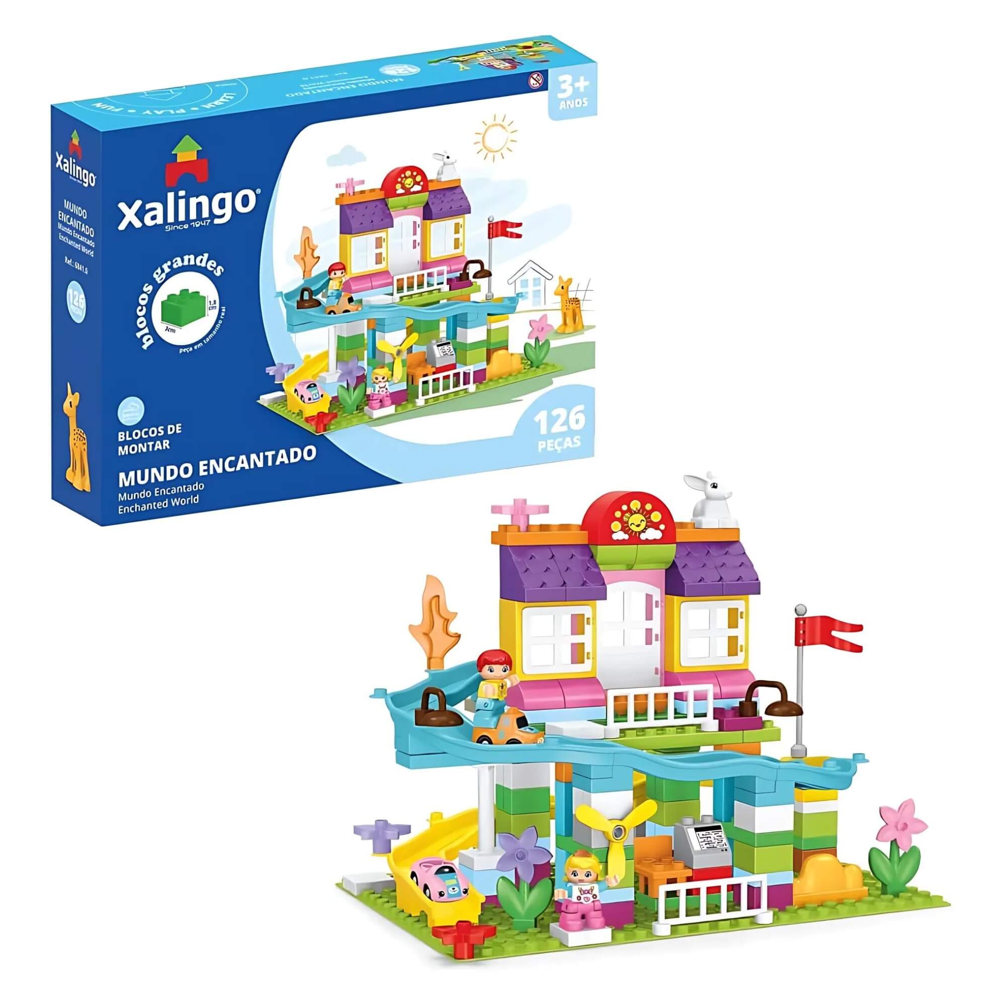 Brinquedo Infantil Bloco de Montar Mundo Encantado 126 Peças Xalingo - 68410