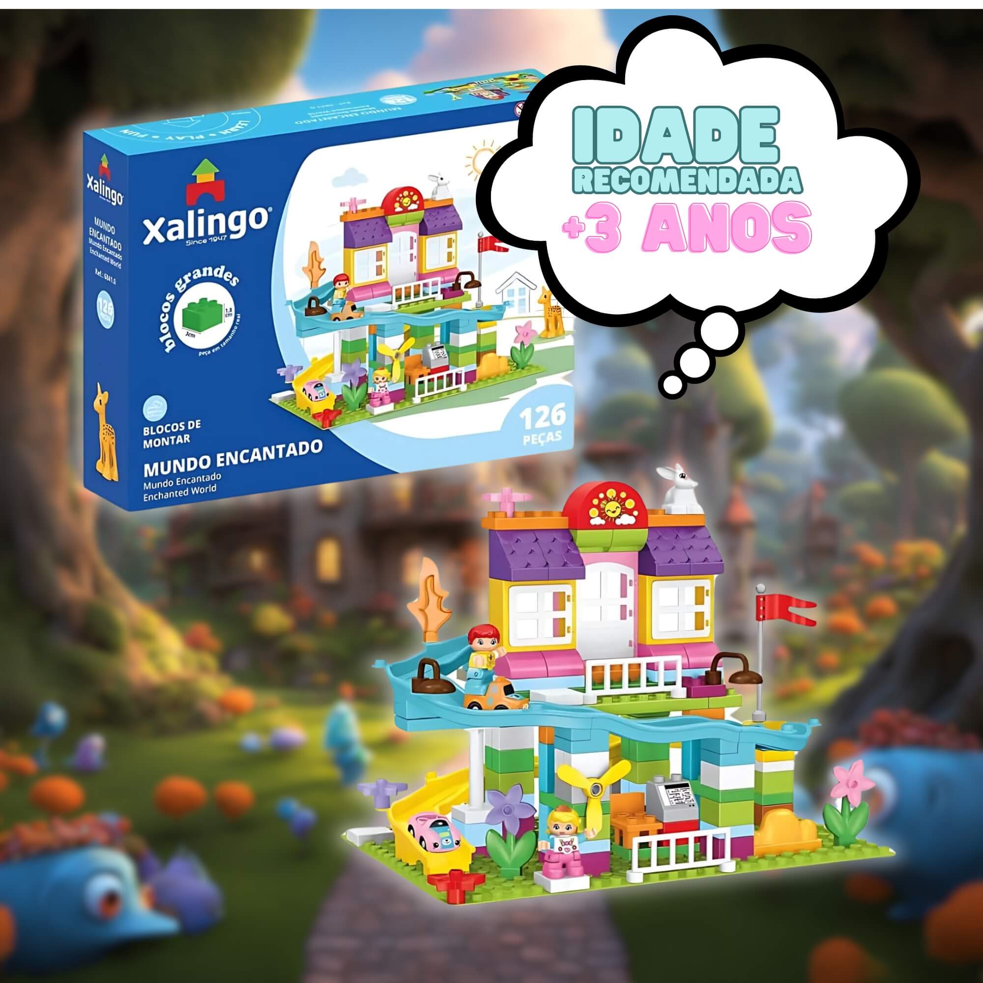 Brinquedo Infantil Bloco de Montar Mundo Encantado 126 Peças Xalingo - 68410