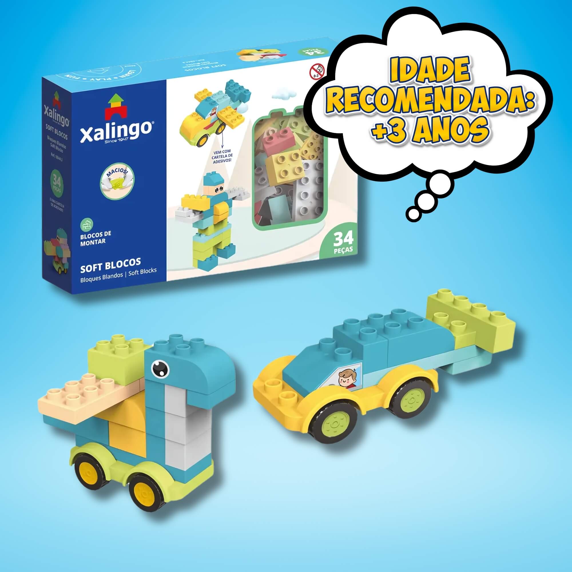 Brinquedo Infantil Blocos de Montar Macio Soft 34 Peças Xalingo - 68443
