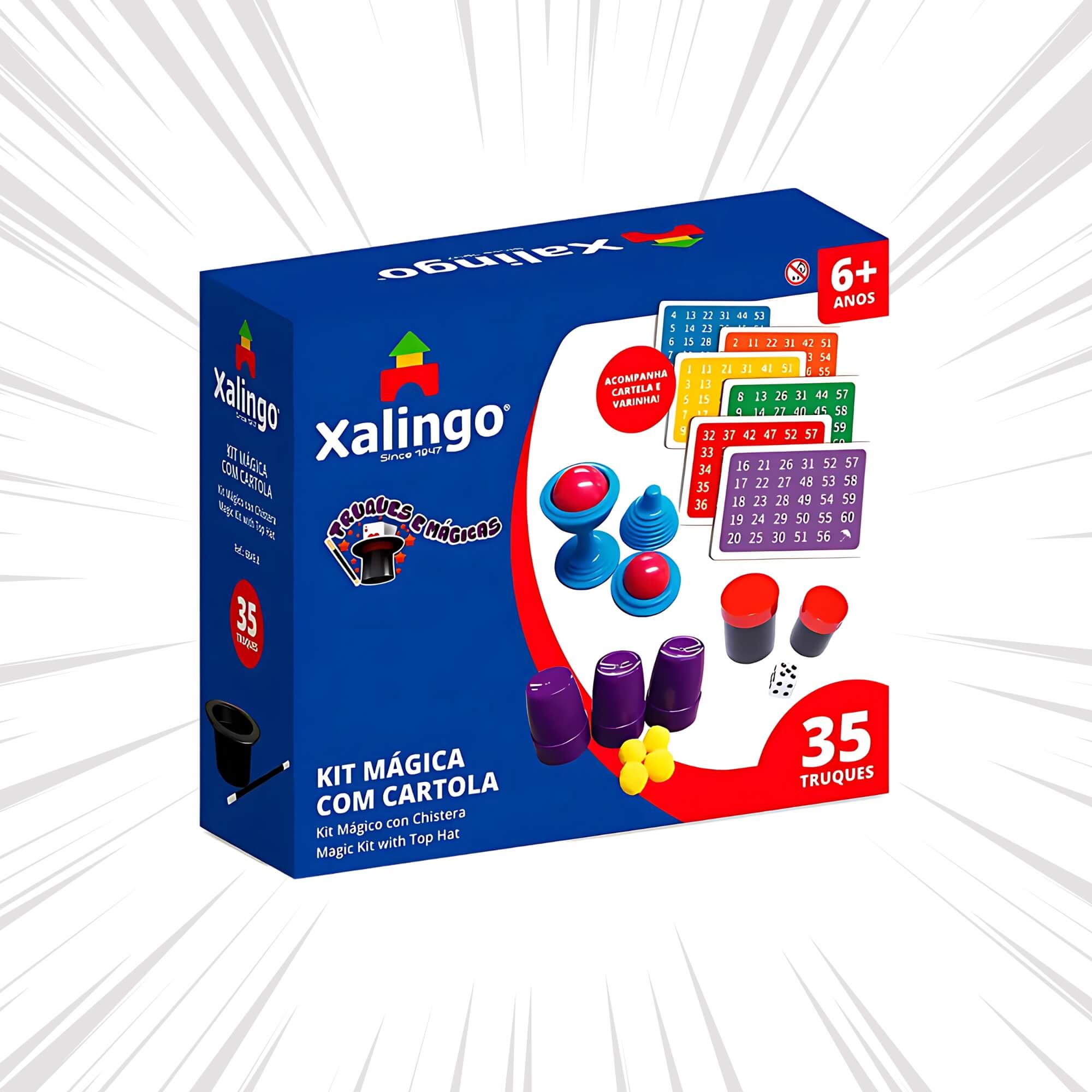 Brinquedo Kit Mágica Infantil com Chapéu 35 Truques Xalingo - 68498