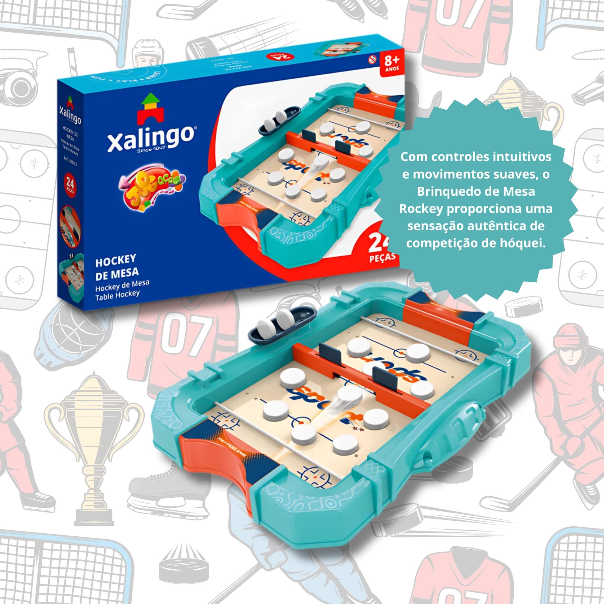 Brinquedo Infantil Hockey de Mesa 24 Peças Xalingo - 68543