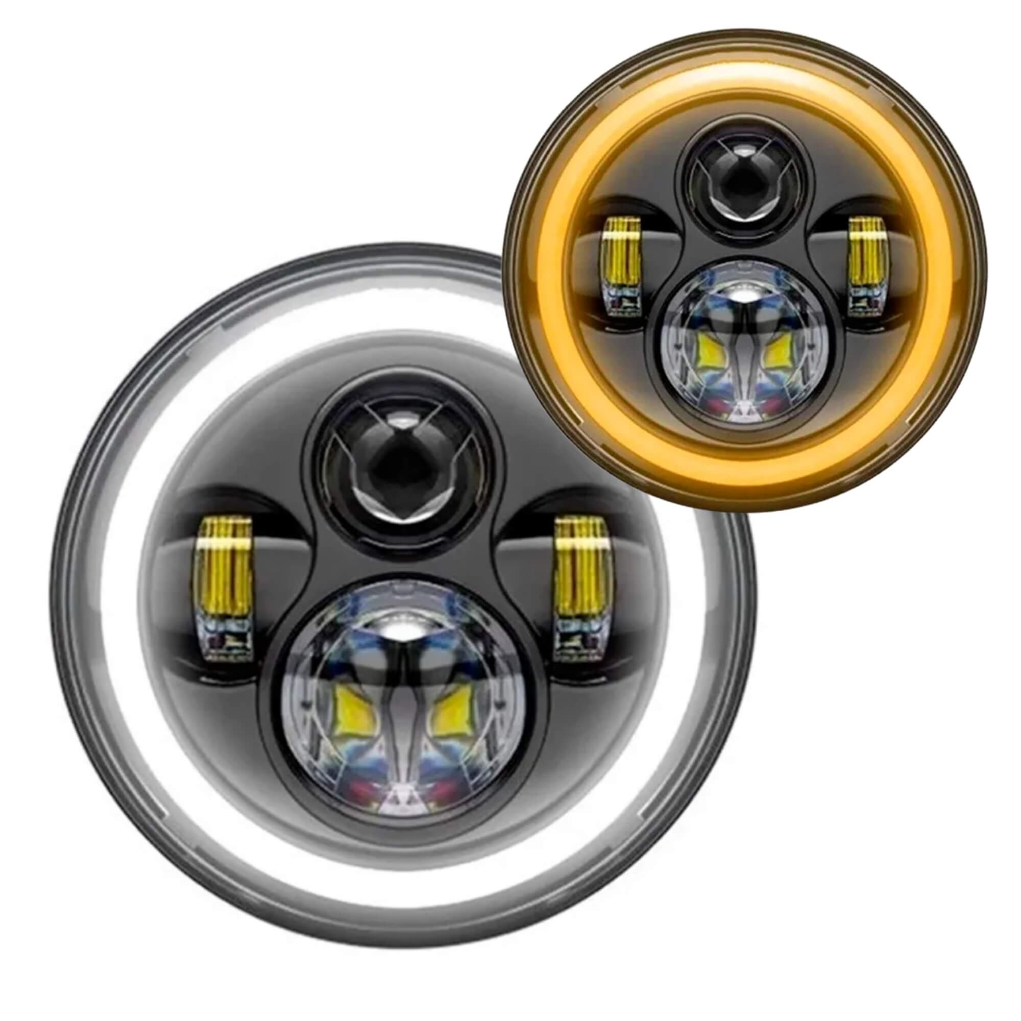 Farol Angel Eyes 40W LED 7 Polegadas DRL e Seta M7 JR8 - JH0FAROL7P