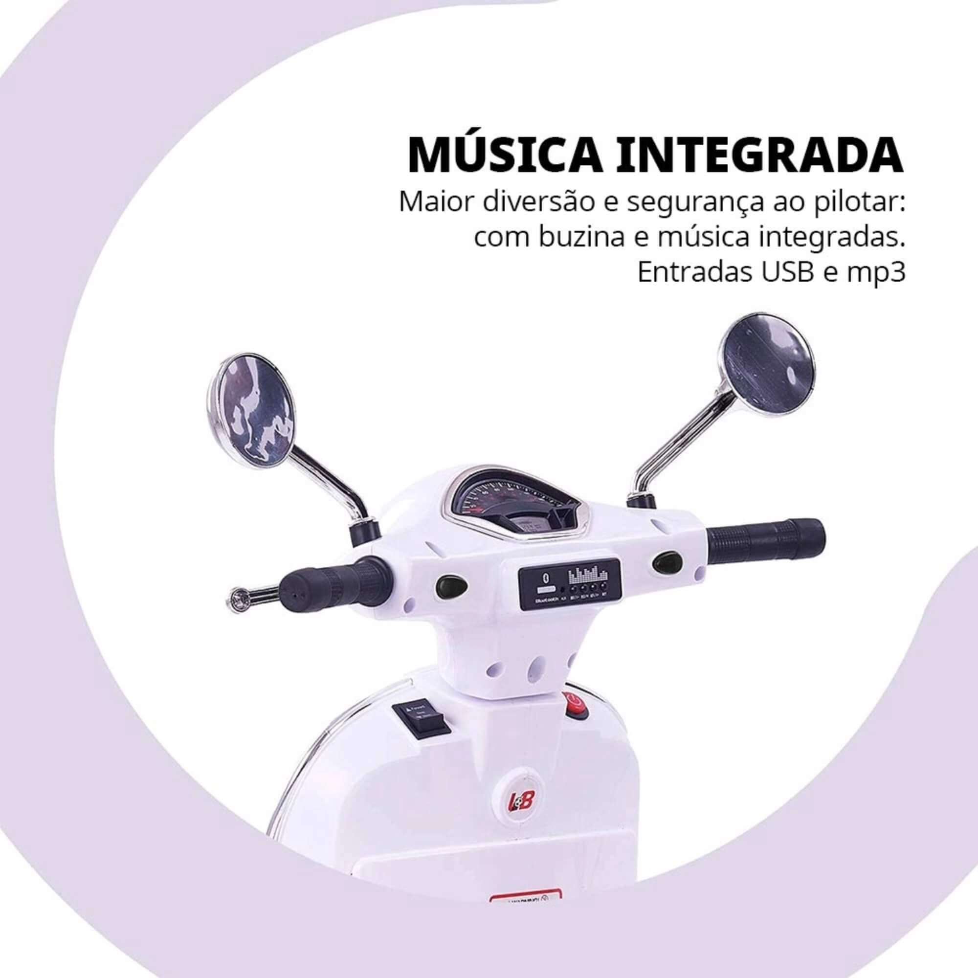 Moto Elétrica Infantil Scooter Vespa 6V Branca Zippy Toys - 10272