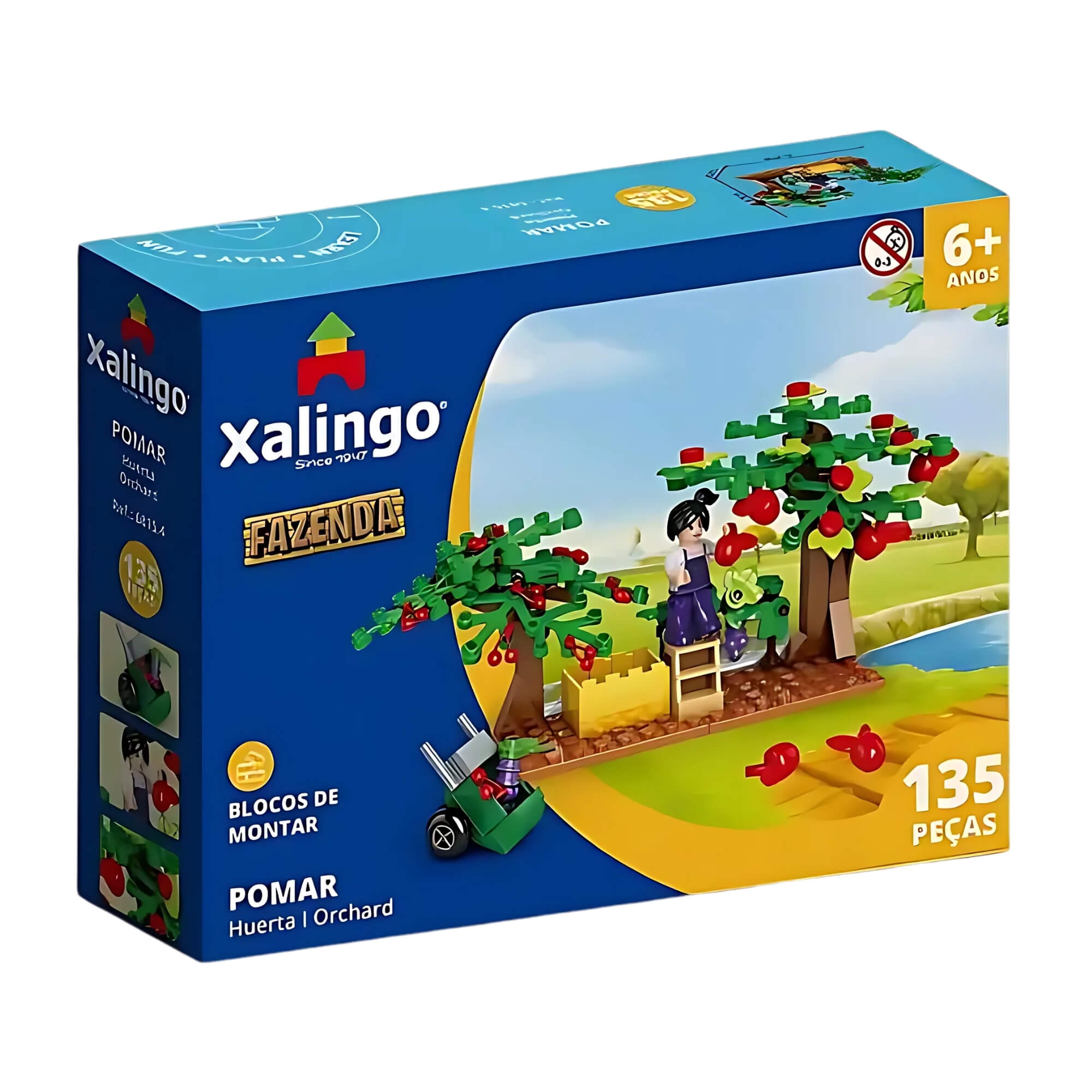 Brinquedo Infantil Bloco de Montar Fazenda Pomar 135 Peças Xalingo - 68154