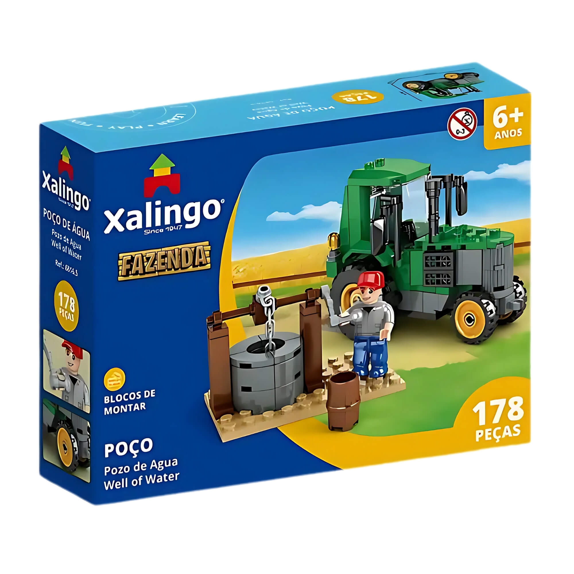 Brinquedo Infantil Bloco de Montar Fazenda Poço 178 Peças Xalingo - 68165