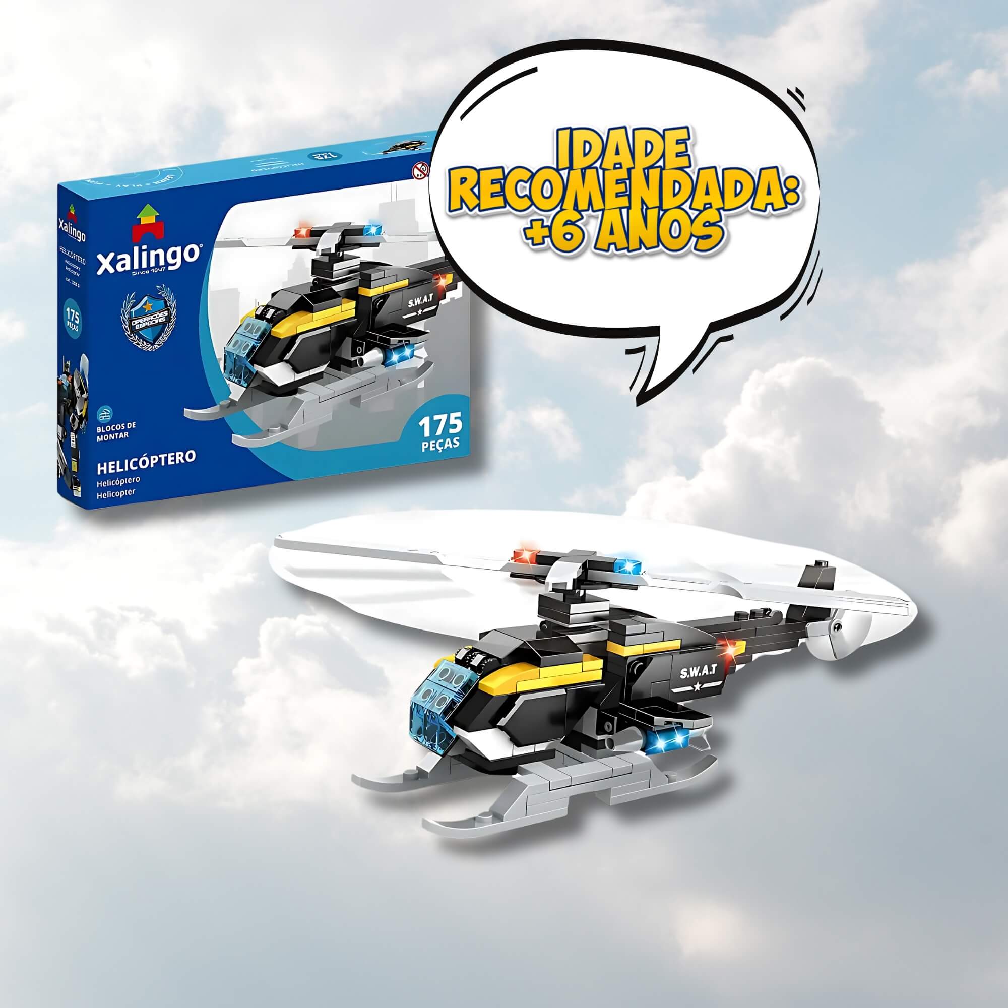 Brinquedo Infantil Bloco de Montar Operações Especiais Helicóptero 175 Peças Xalingo - 68209