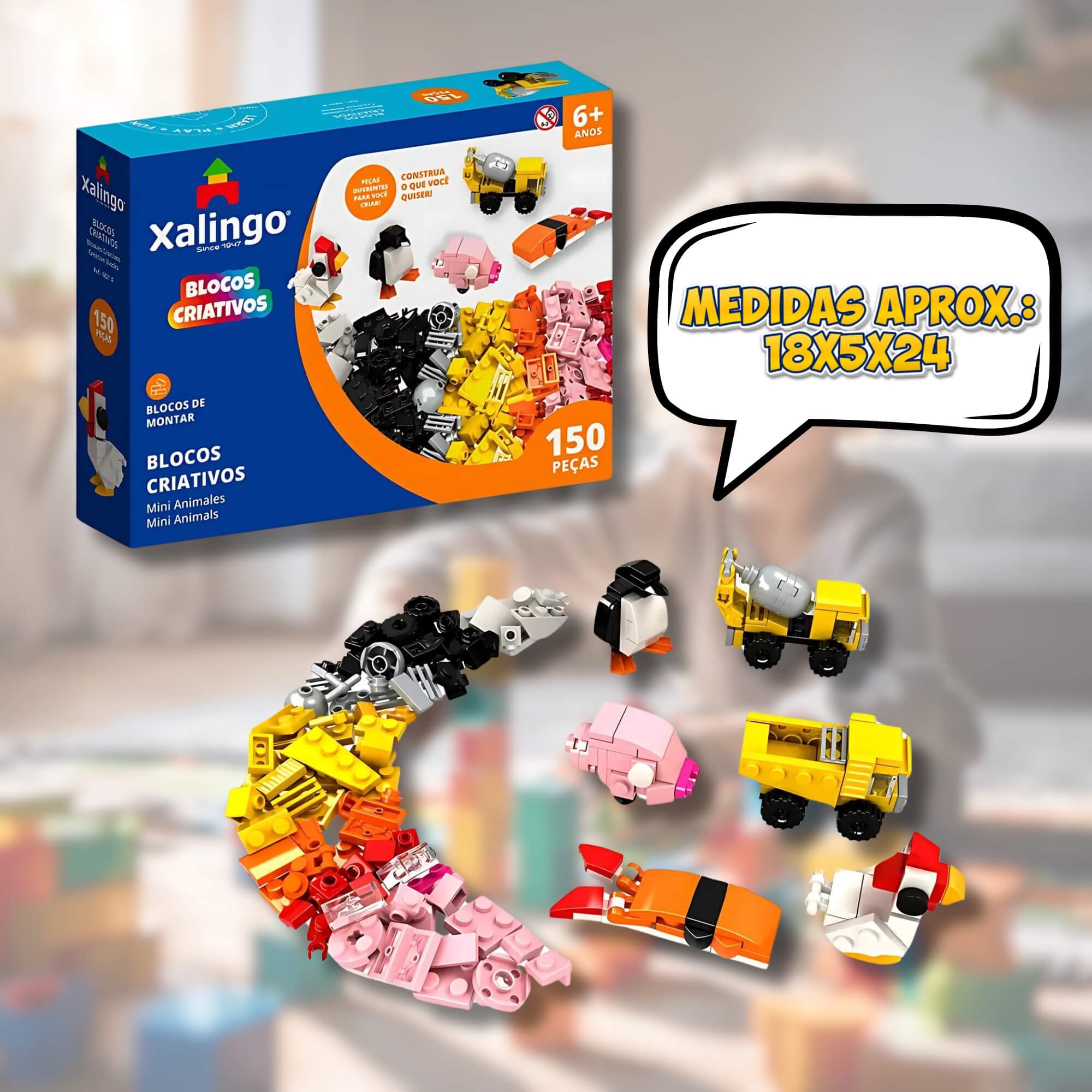 Brinquedo Infantil Bloco Criativo 150 Peças Xalingo - 68210