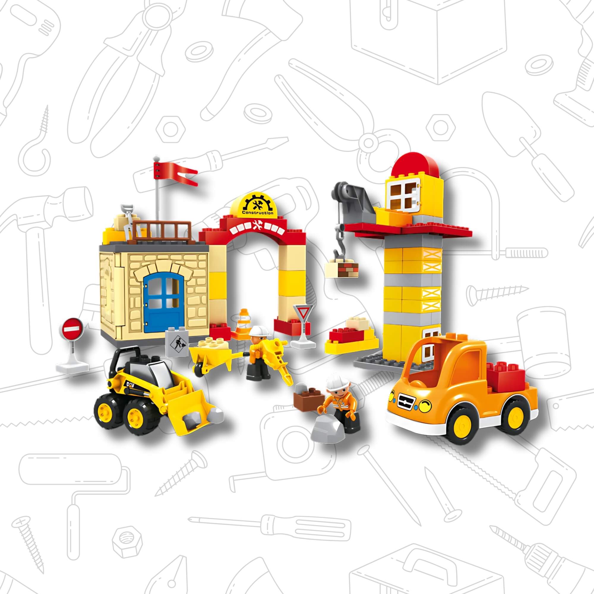 Brinquedo Infantil Bloco de Montar Grande Cidade em Obras 90 Peças Xalingo - 68332