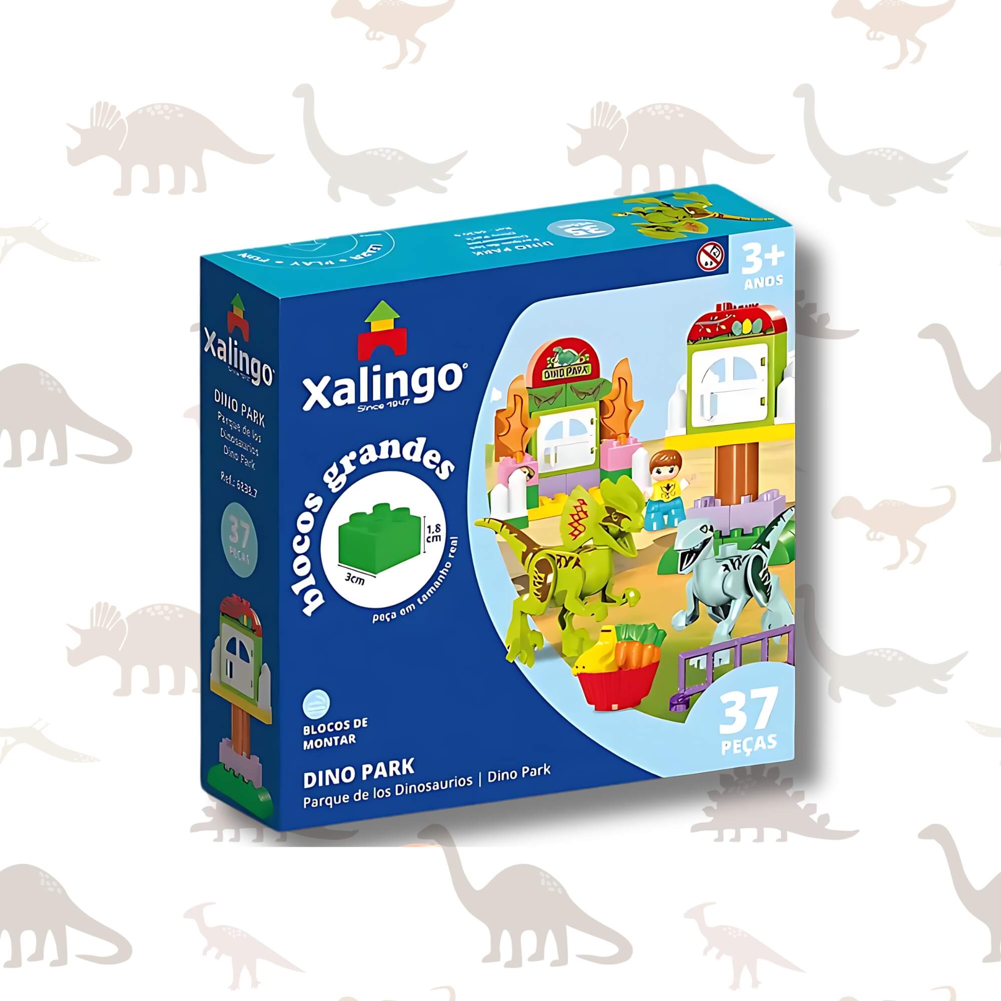 Brinquedo Infantil Bloco de Montar Grande Dino Park 37 Peças Xalingo - 68387