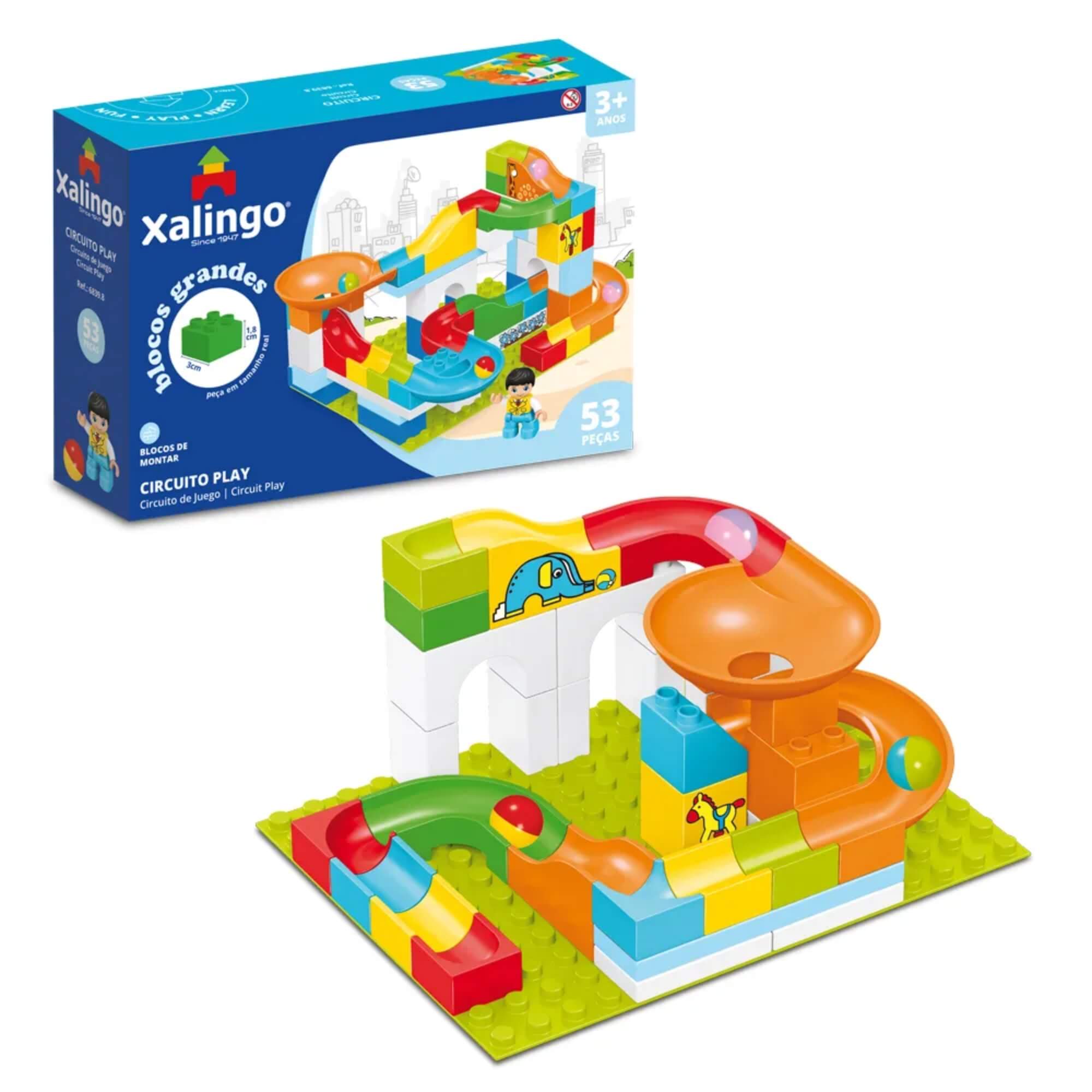 Brinquedo Infantil Bloco de Montar Grande Circuito Play 53 Peças Xalingo - 68398