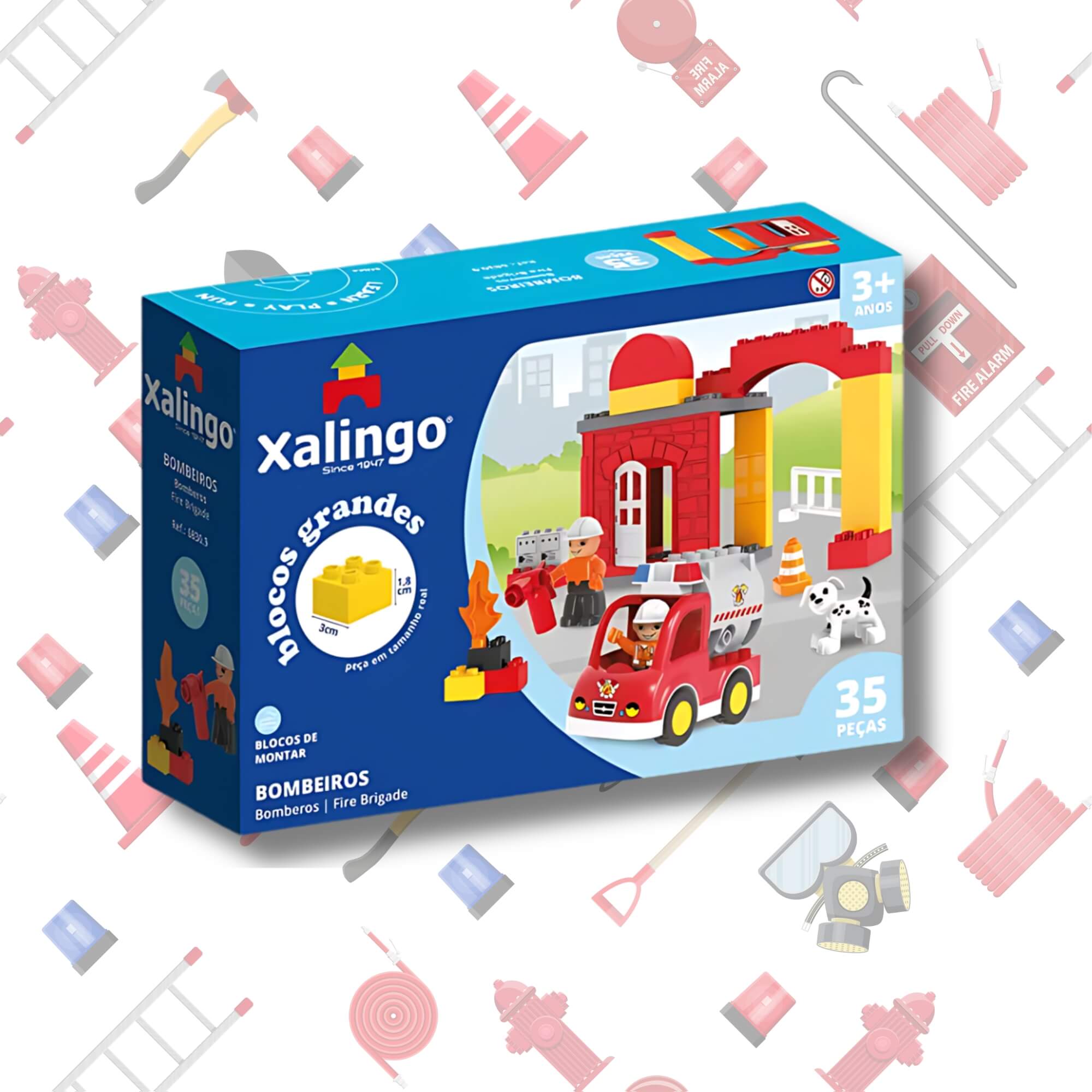 Brinquedo Infantil Bloco de Montar Grandes Bombeiros 35 Peças Xalingo - 68309