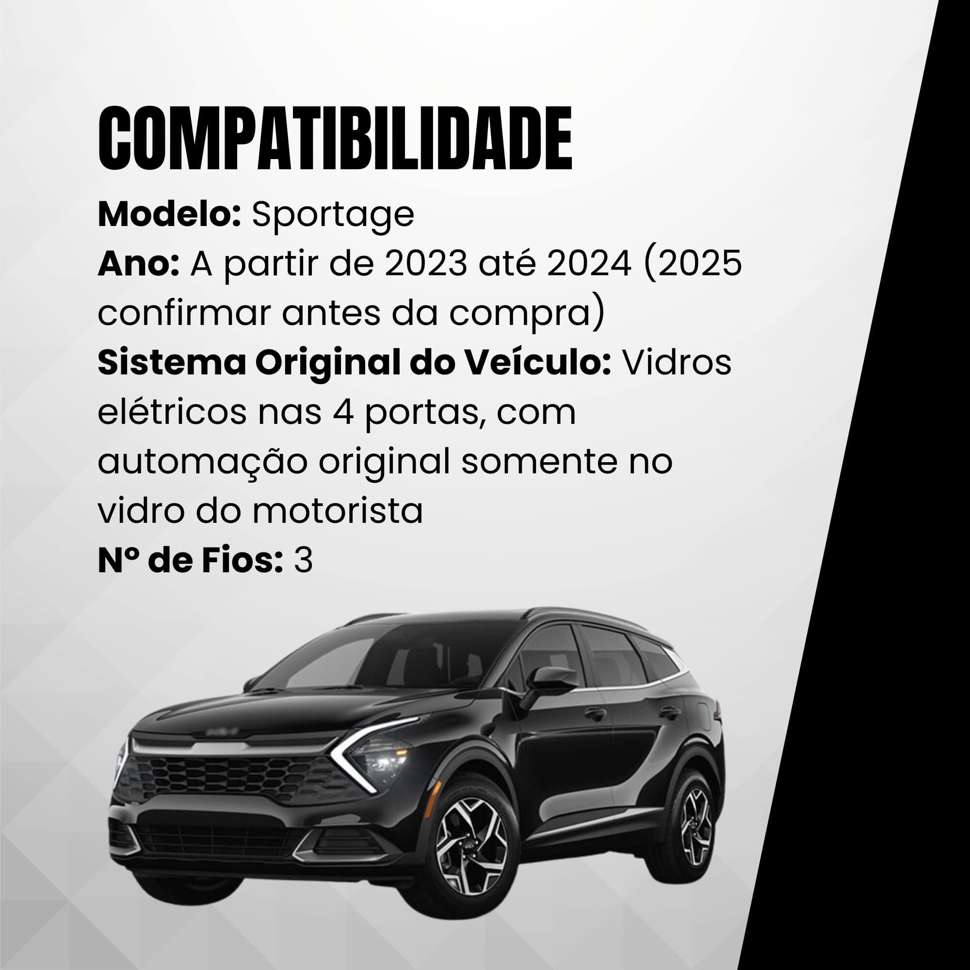 Módulo Automação de Vidros Elétricos compatível com Sportage a partir de 2023 Tury - PRO4.153FX