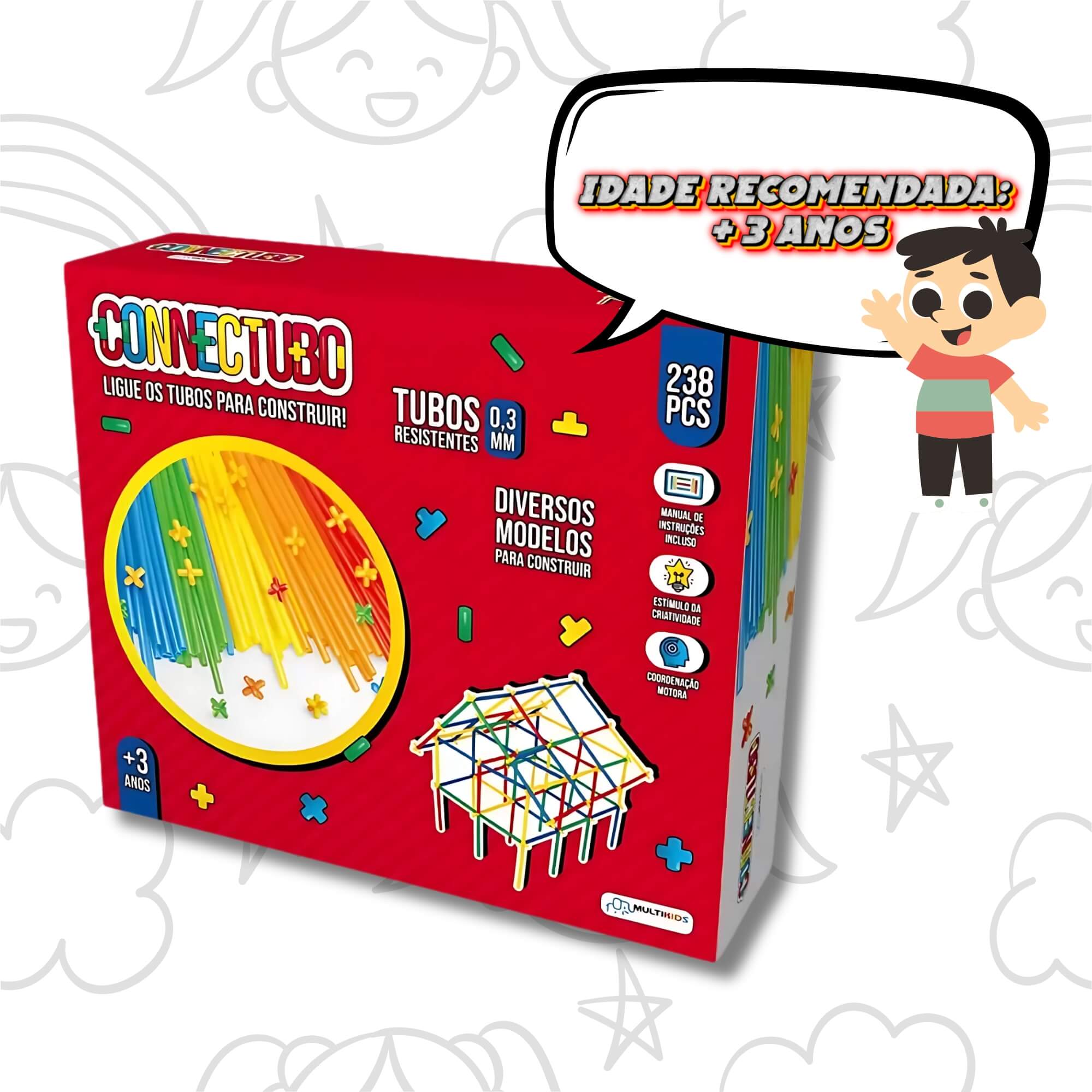 Brinquedo Super Connectubo 238 Peças 3mm Multikids - BR1397