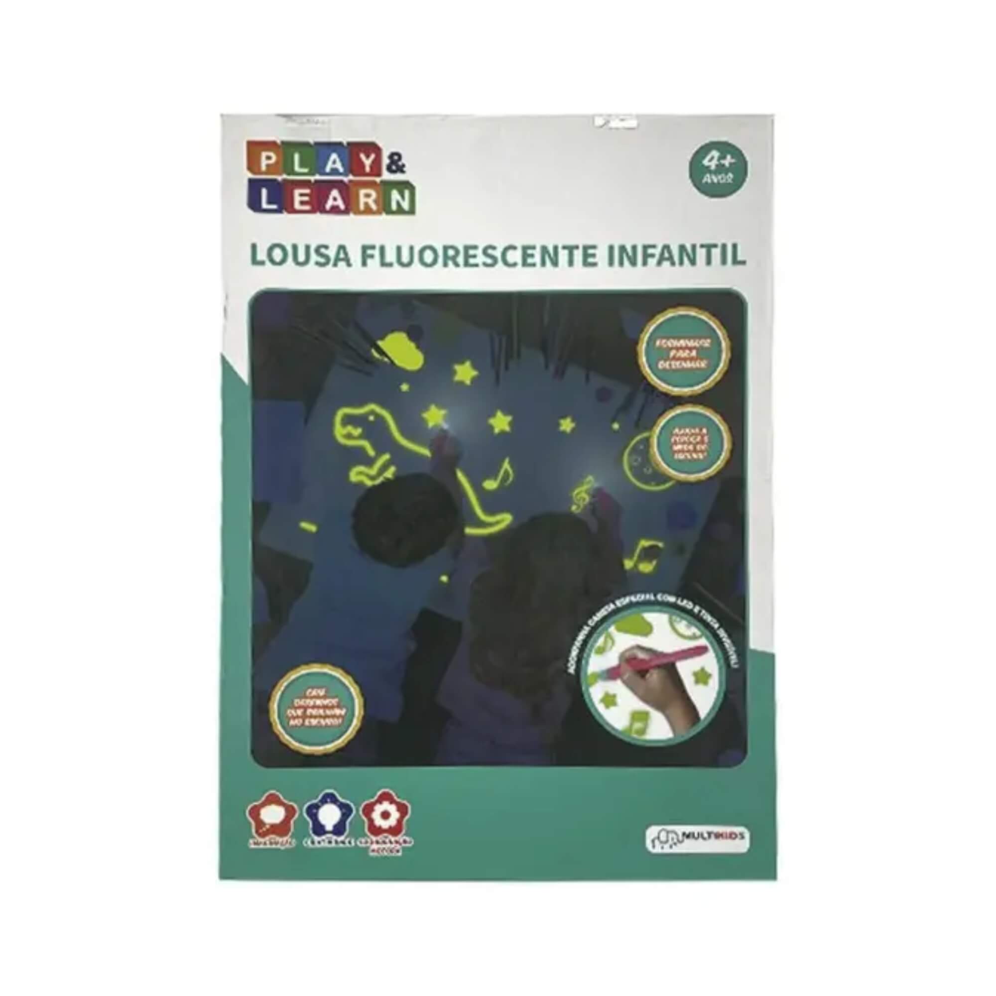 Brinquedo Infantil Lousa Fluorescente Infantil Play & Learn Multikids - BR1599