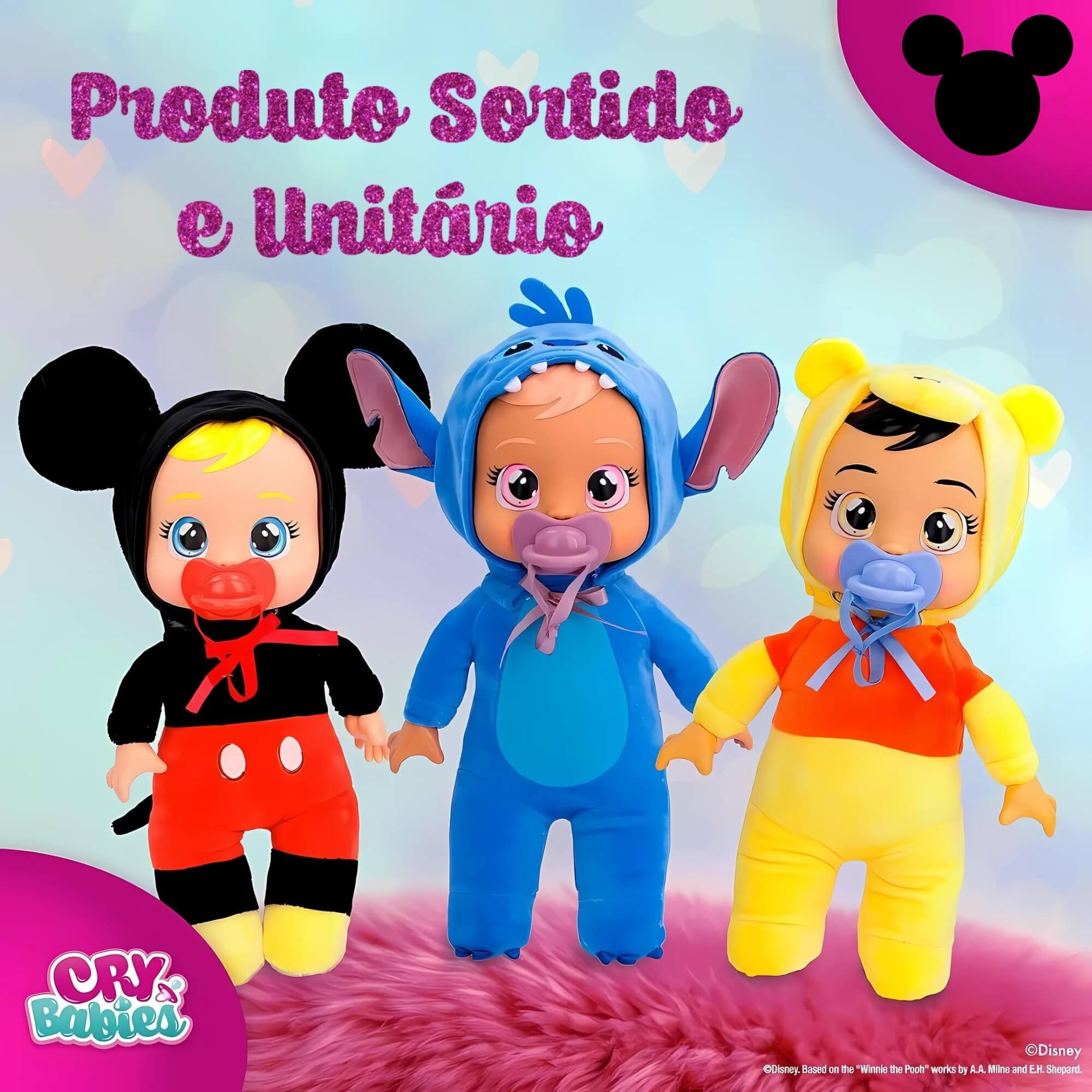 Boneca Cry Babies Sortido e Unitário Tiny Cuddles Disney Multikids - BR2299