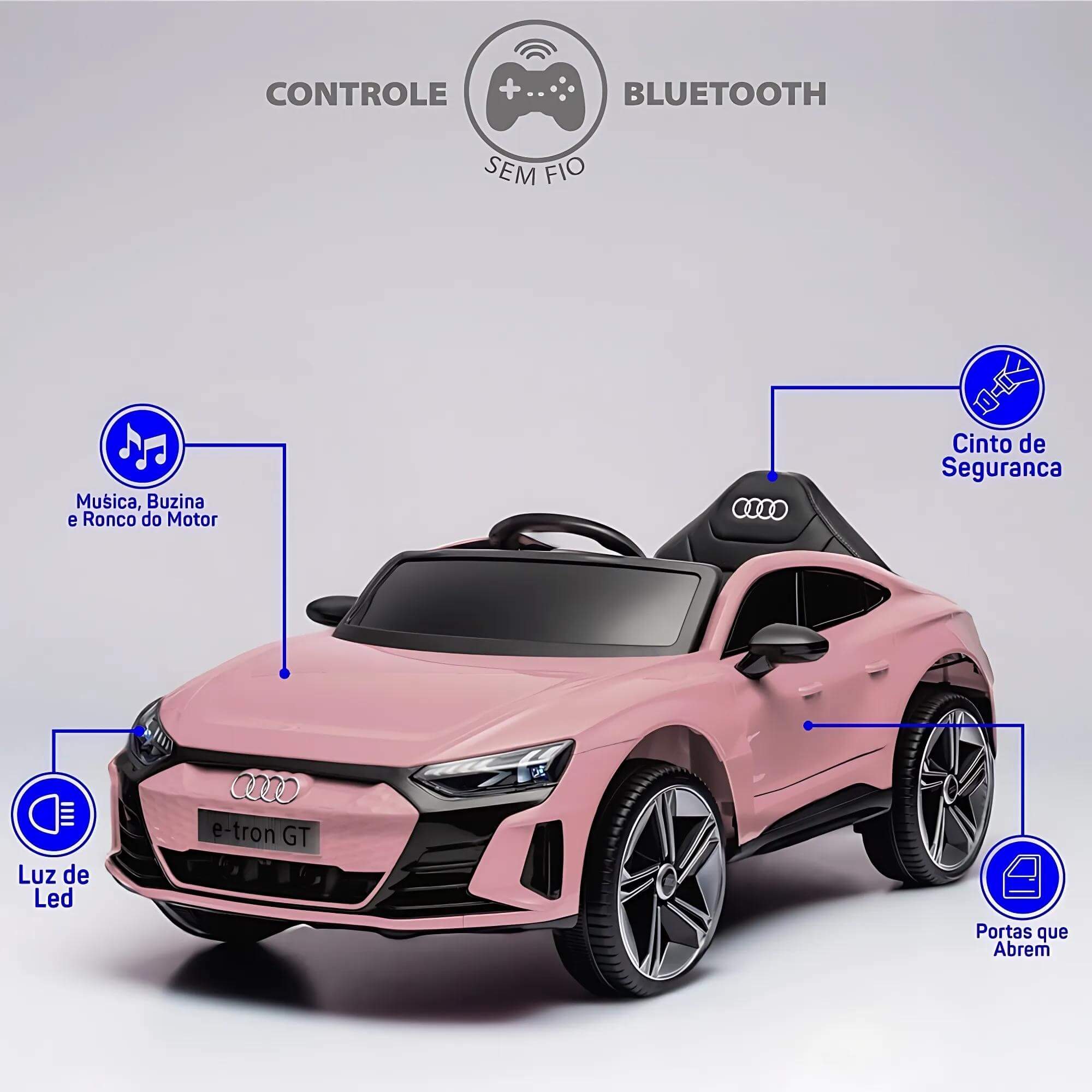 Carro Elétrico Infantil c/ Controle Remoto 12V Audi E-tron Sportback Rosa Zippy Toys - 10263