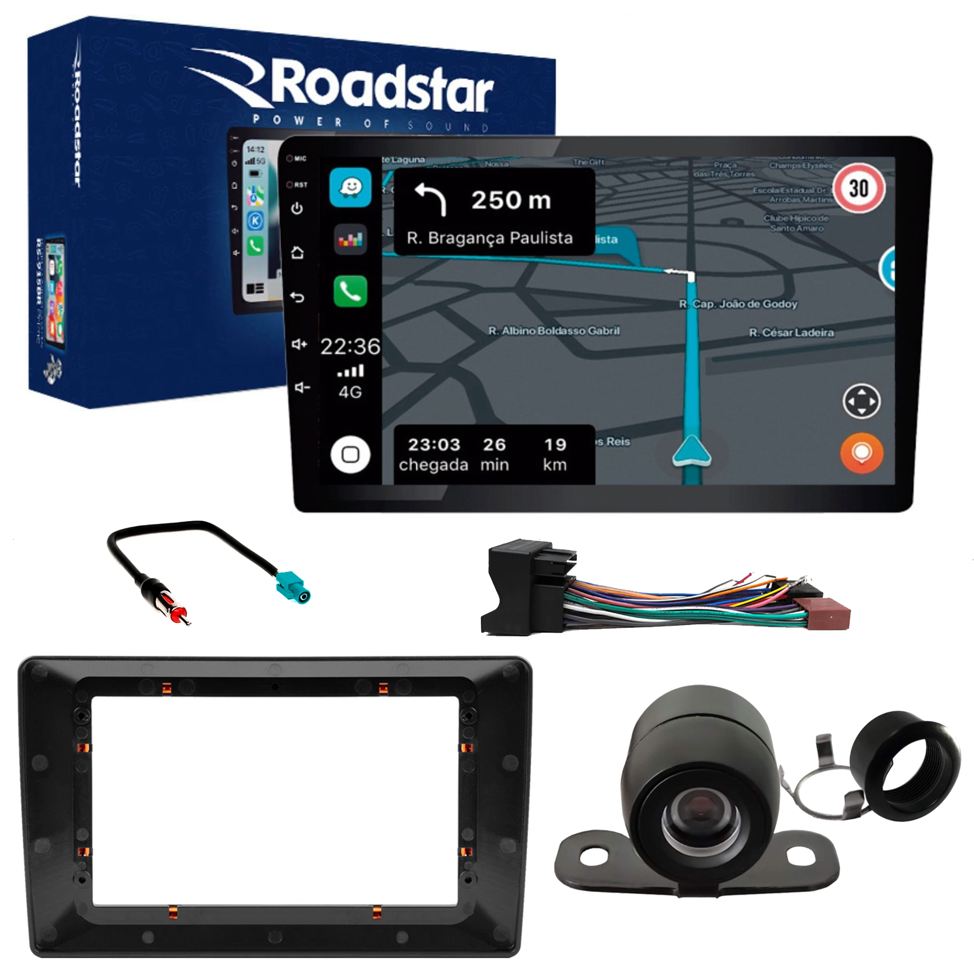 COMP Kit Multimídia Roadstar RS-915BR 9" Saveiro Tiguan Amarok Voyage Gol G7 G8 câmera de ré