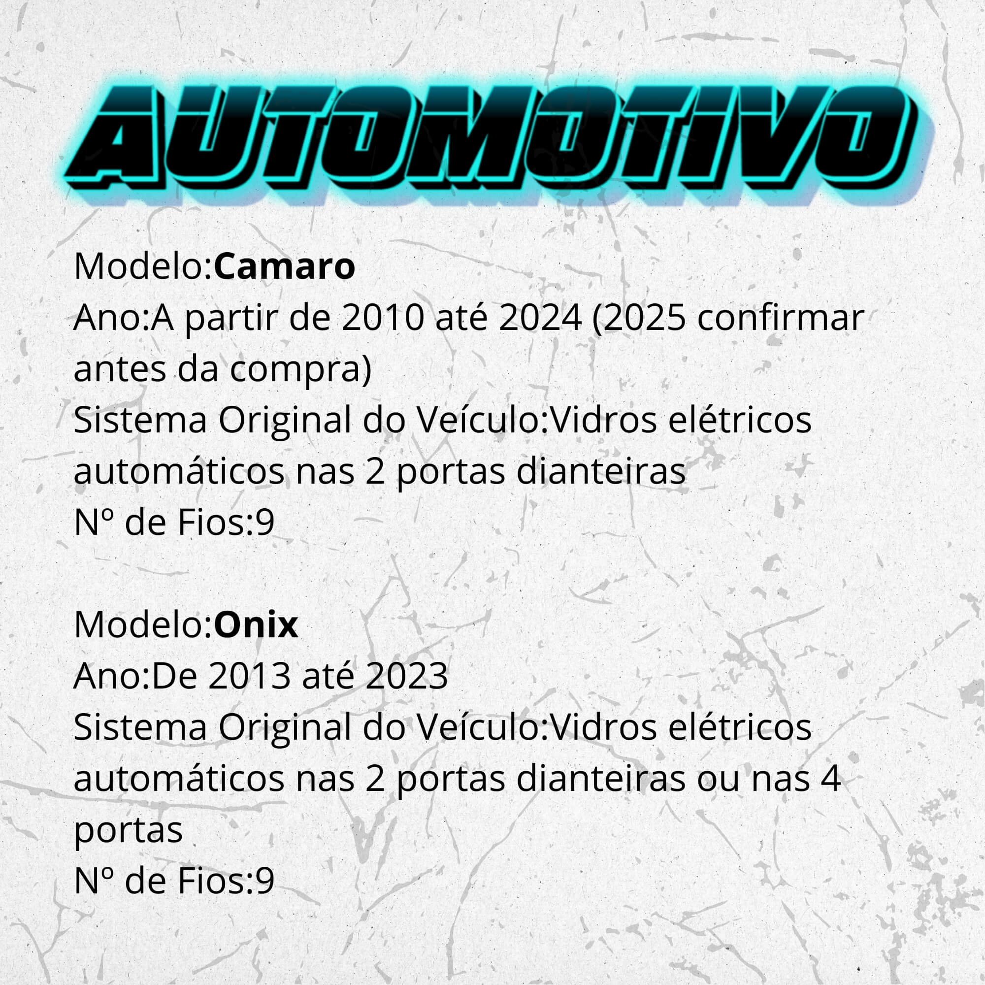 Módulo Automação de Vidro Elétrico Compatível com Camaro, Onix, Prisma Tury - PRO1.3