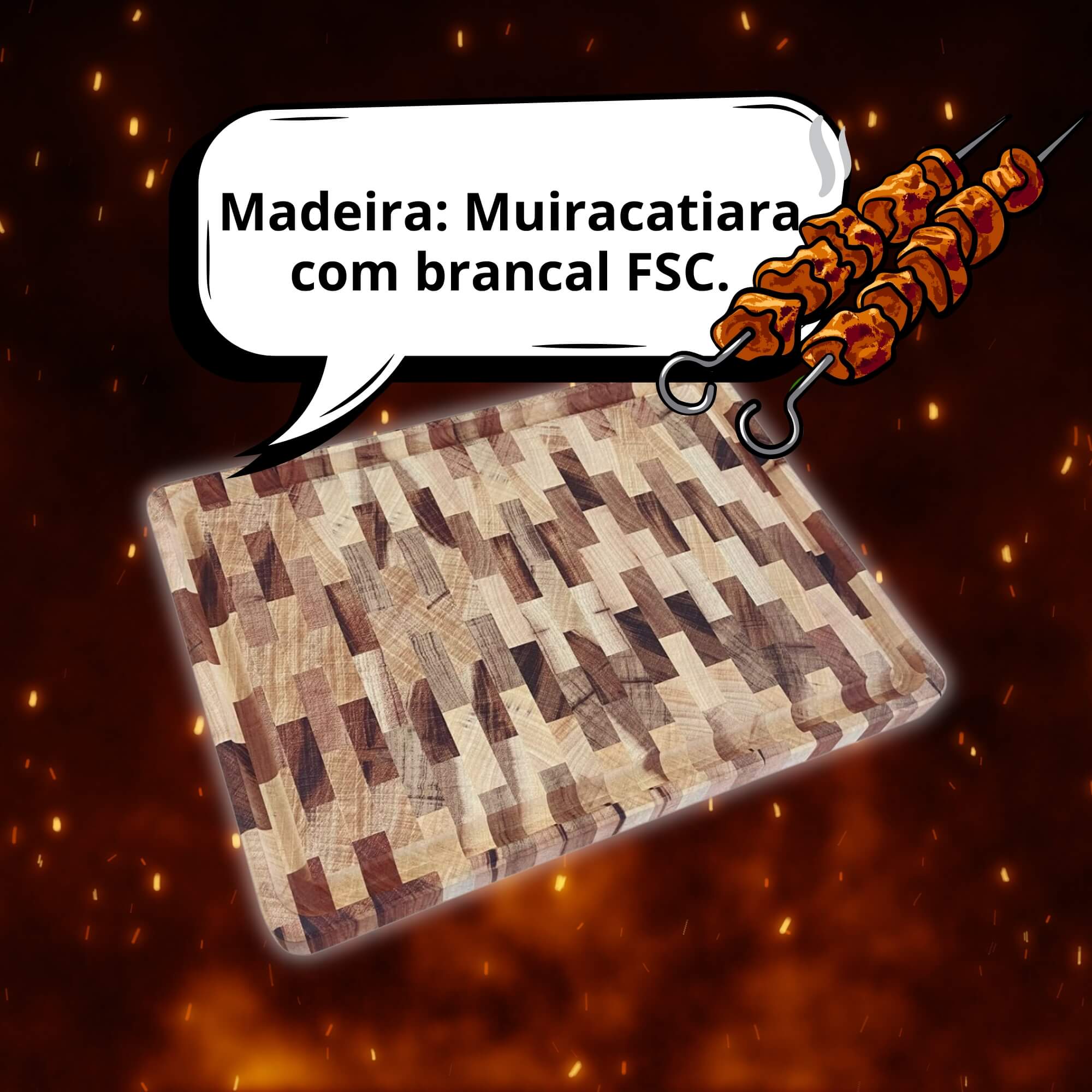 Tábua Cubus Invertida para Churrasco em Madeira Acabamento em Óleo 45x34cm Tramontina - 13460921