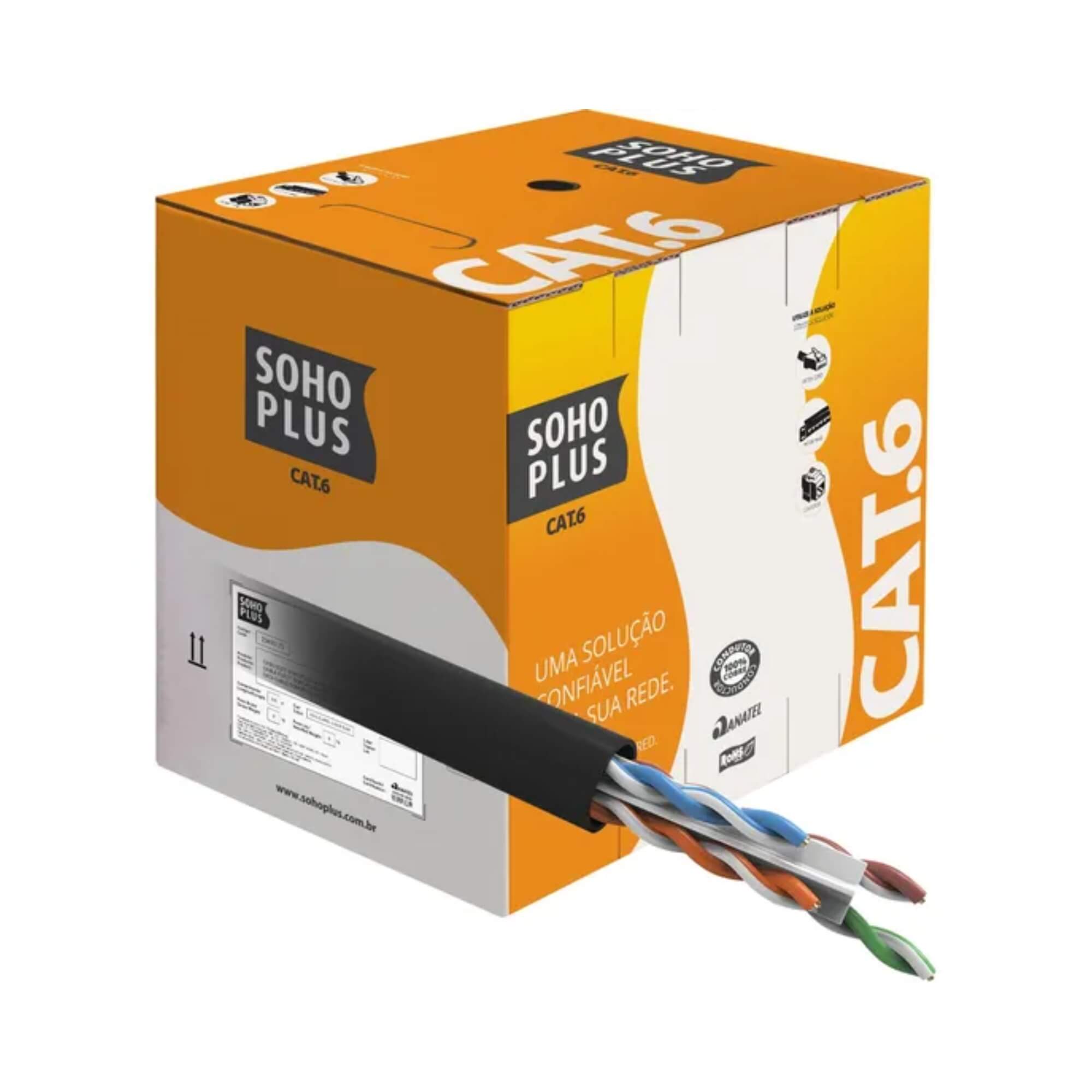 Cabo de Rede 23400199 U/UTP CAT6 305m Preto Sohoplus Furukawa - 27432