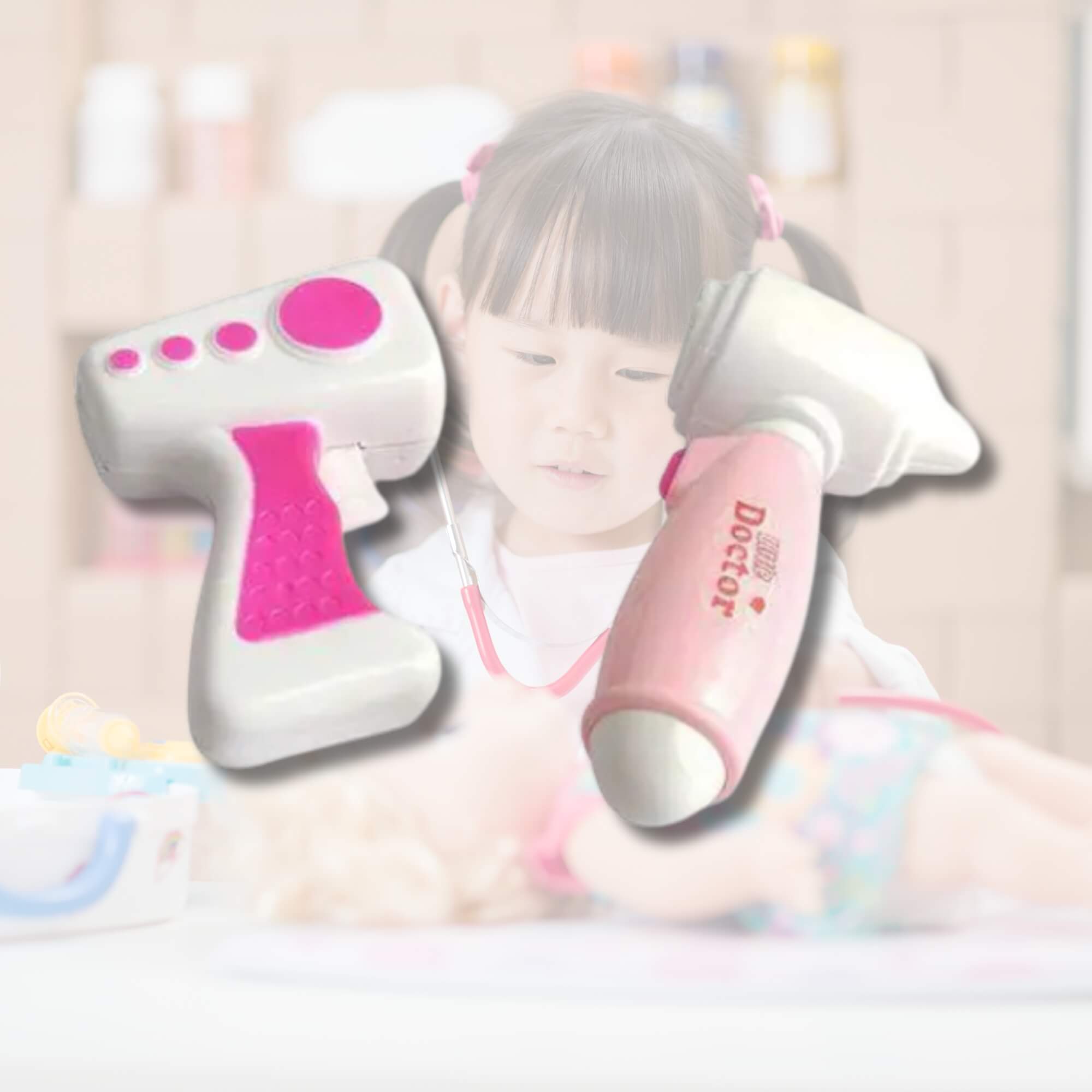 Kit Médico Infantil Rosa Brinquedo Didático com Luzes Pequena Doutora Fênix - XMK-644R