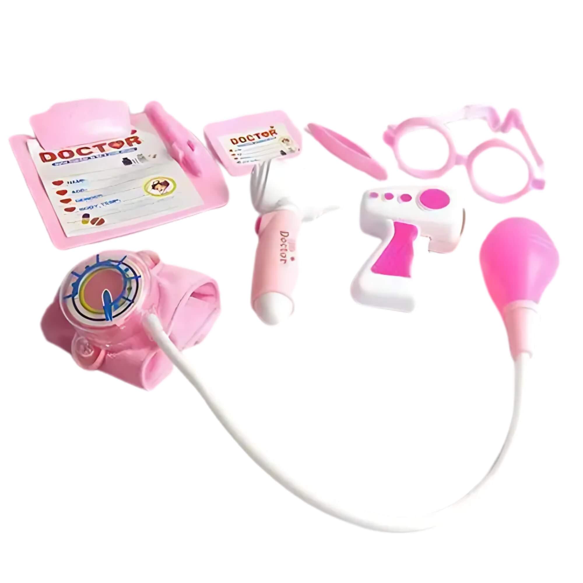 Kit Médico Infantil Rosa Brinquedo Didático com Luzes Pequena Doutora Fênix - XMK-644R
