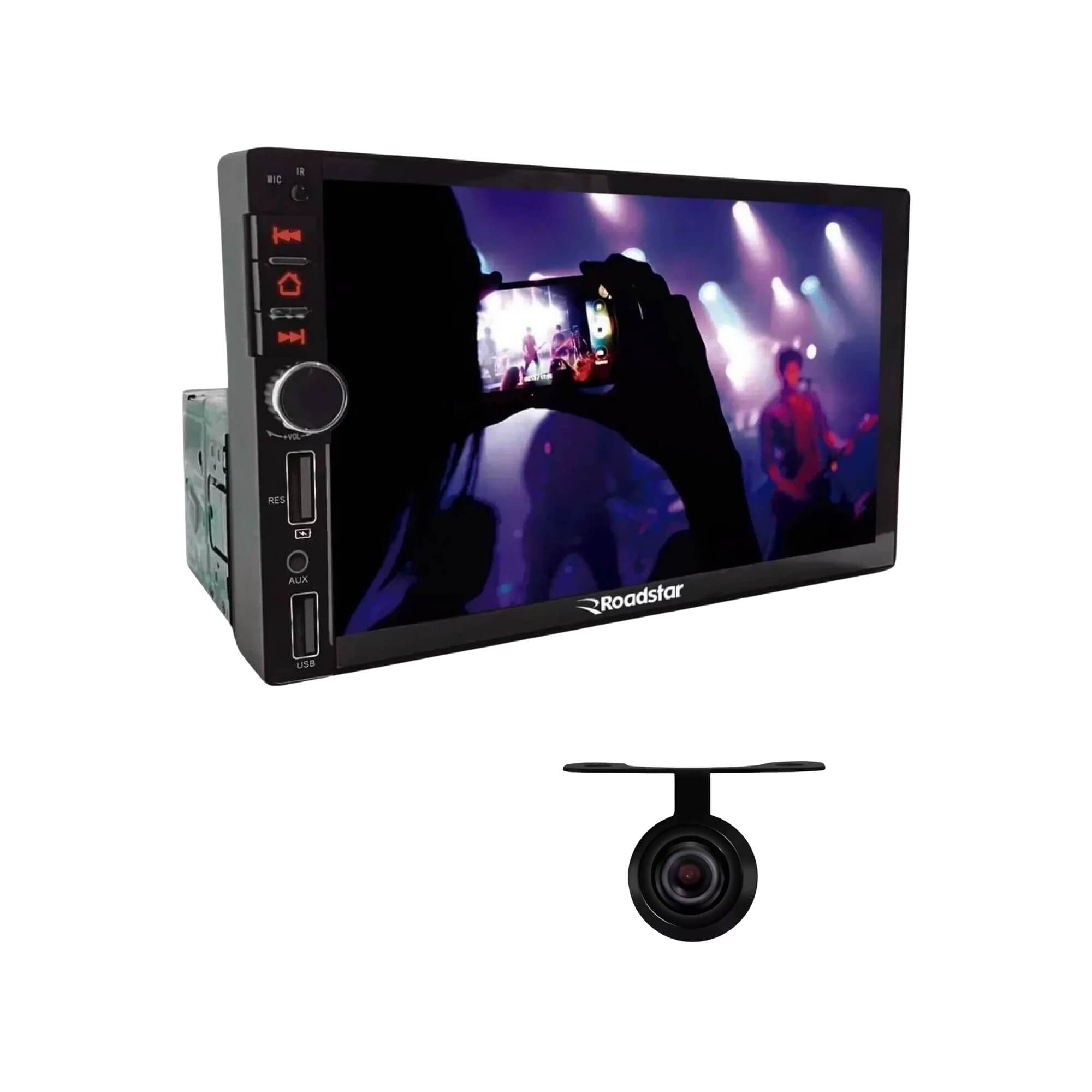 COMP Central Multimídia MP5 Roadstar 7 Polegadas Full Touch 1DIN Android IOS USB Bluetooth RS401BR MI + Camera de Ré