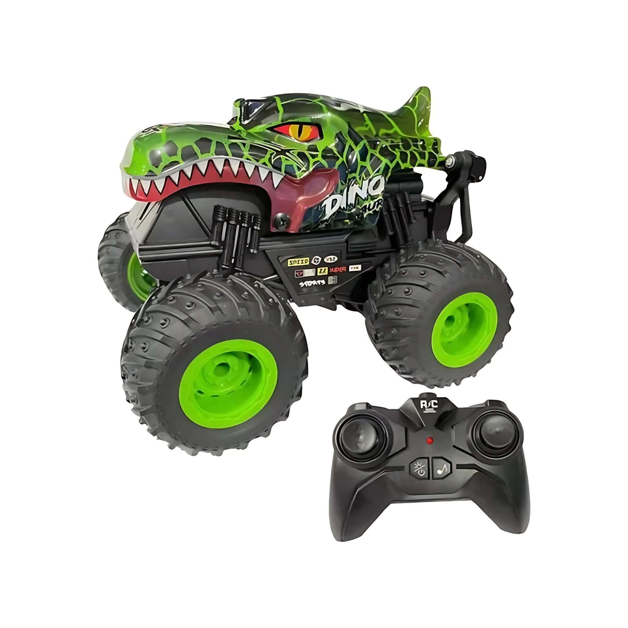 Brinquedo Infantil Carrinho LED 7 Spin Monster Verde com Controle Remoto Zippy Toys - 9154