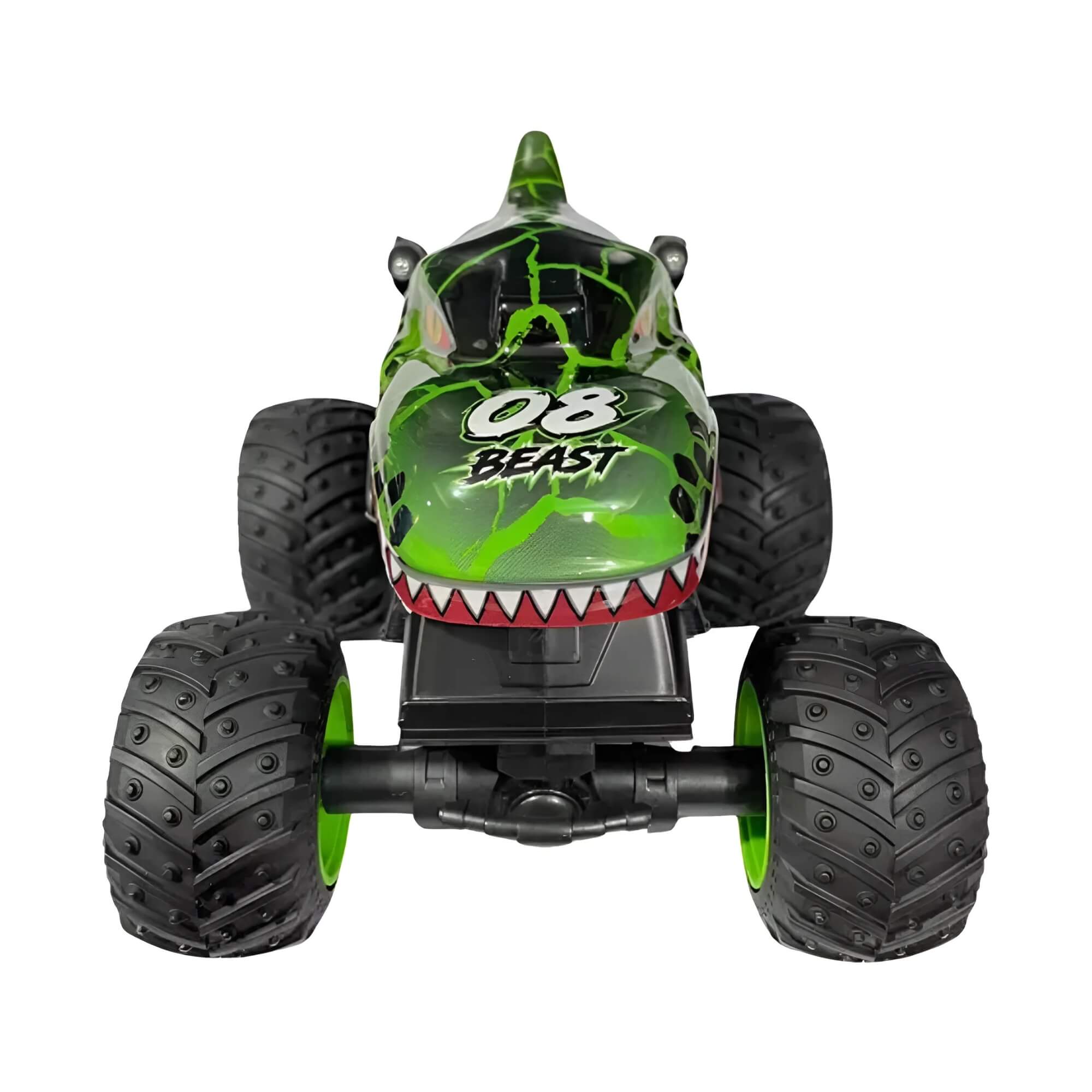 Brinquedo Infantil Carrinho LED 7 Spin Monster Verde com Controle Remoto Zippy Toys - 9154