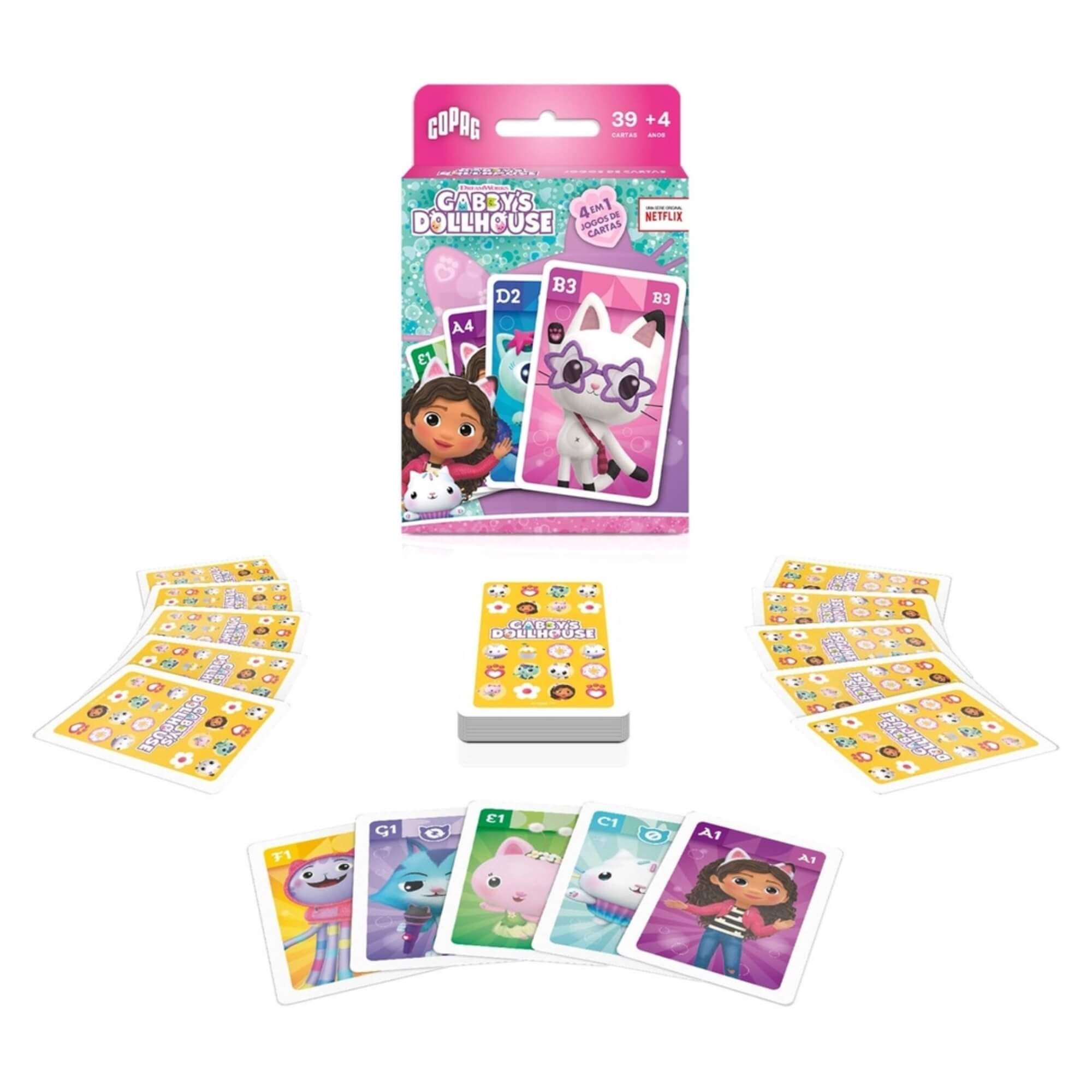 Jogo de Cartas Gabby's Dollhouse 4 Em 1 Brinquedo Educativo Copag - 35162