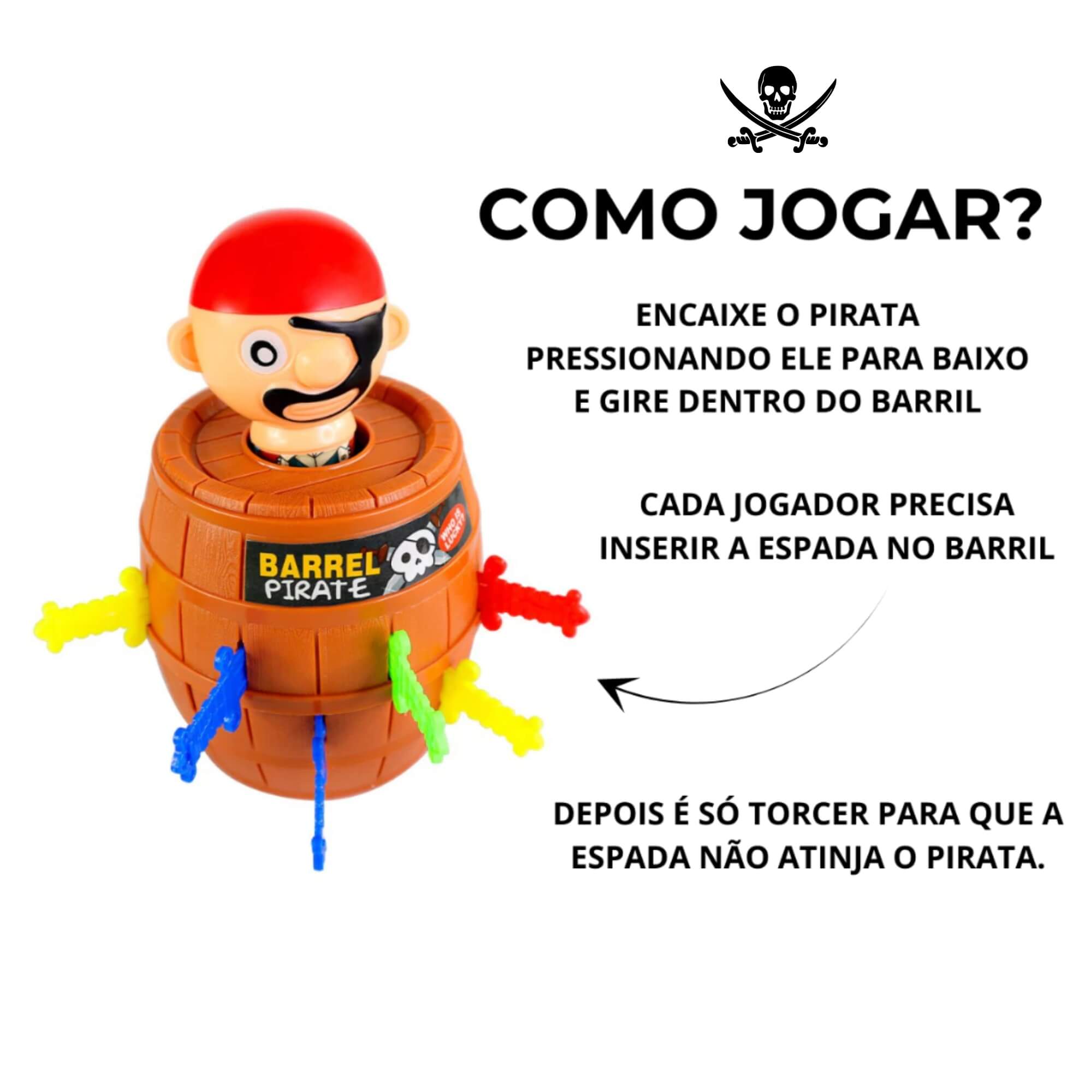 Jogo de Estratégia Barril do Pirata com 16 Espadinhas Zippy Toys - 10463