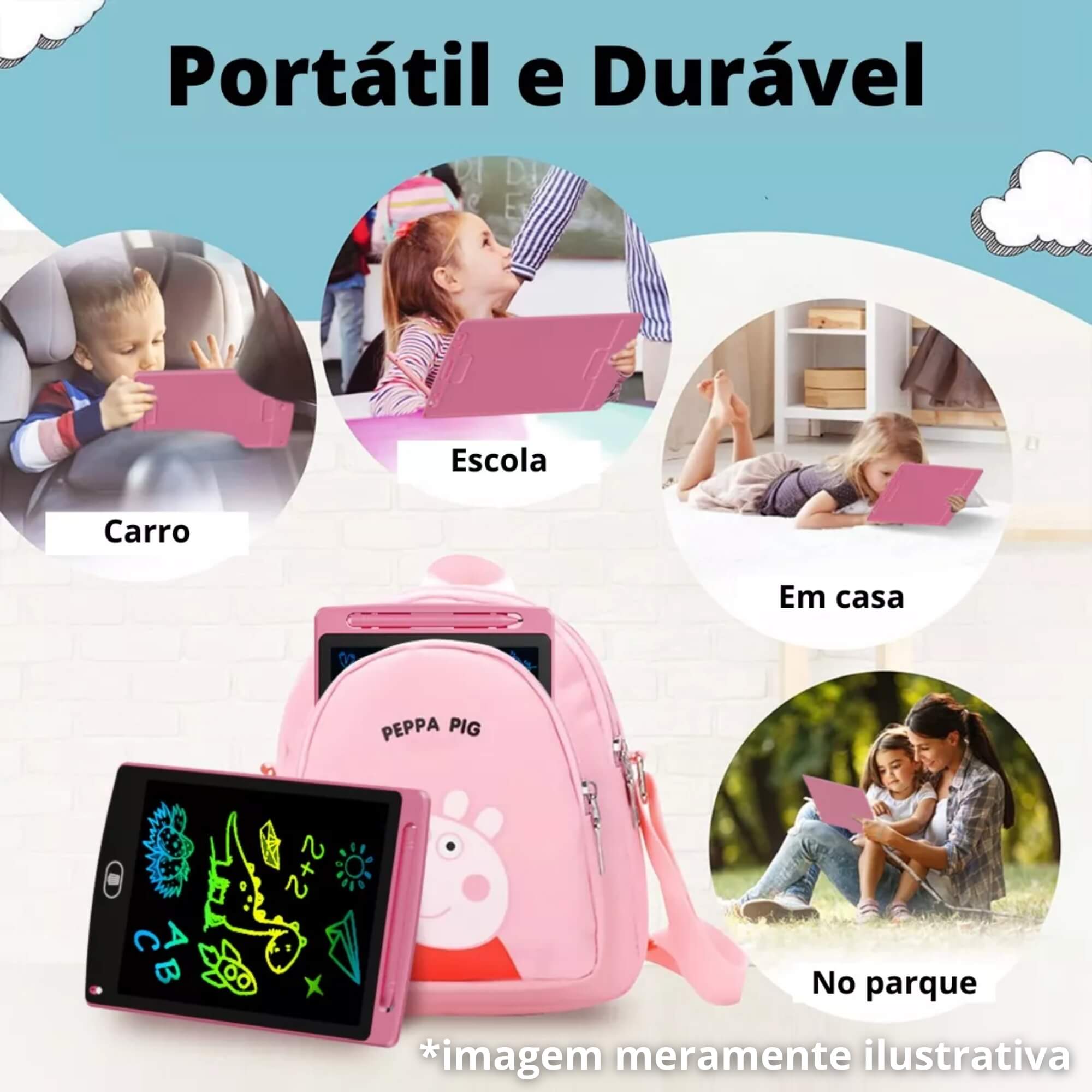 Tablet Mágico Infantil Digital 12" Branco Zippy Toys - 10345
