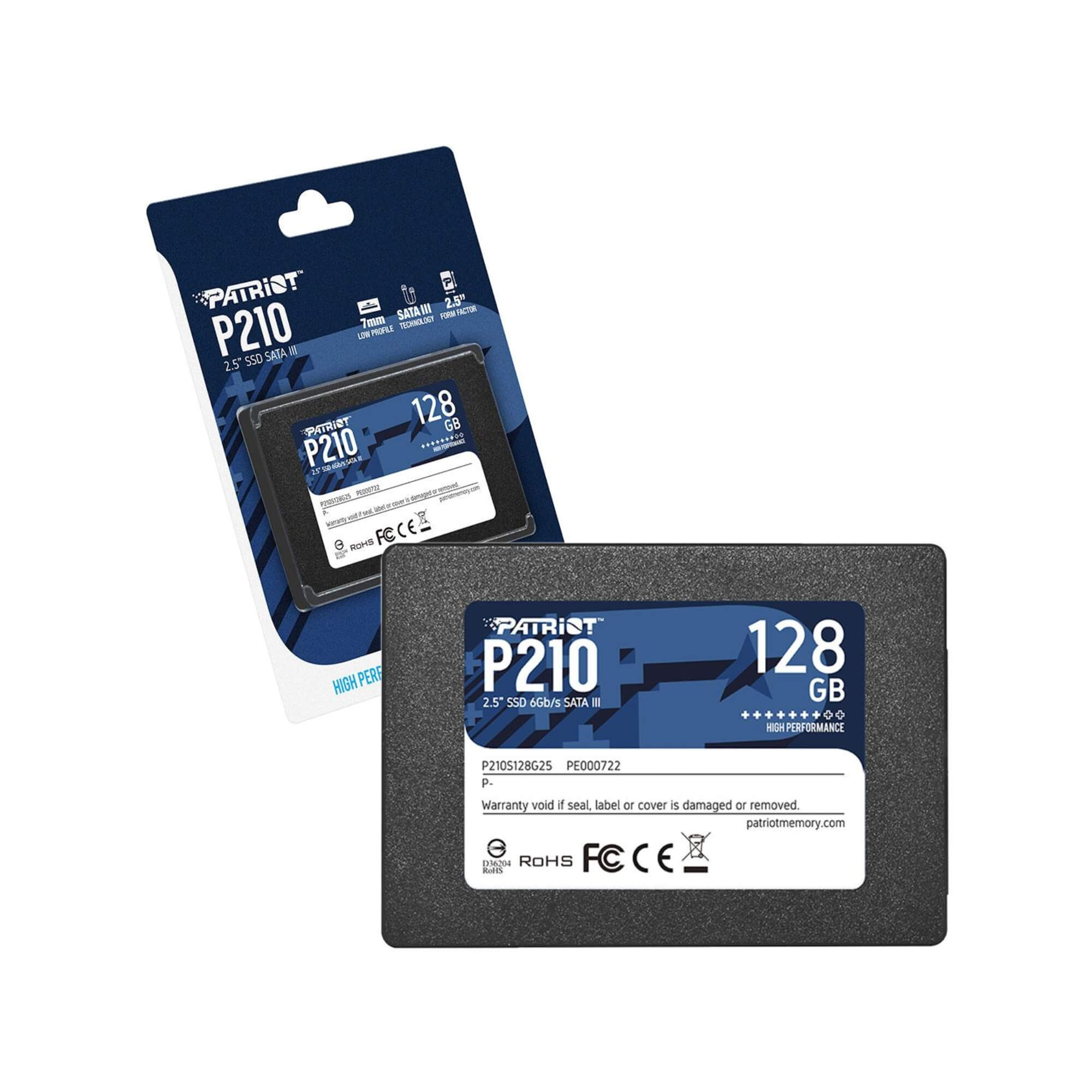 SSD Patriot P210 128GB Sata III Leitura 500MB/s e Gravação 400MB/s P210S128G25 Patriot - SSD048