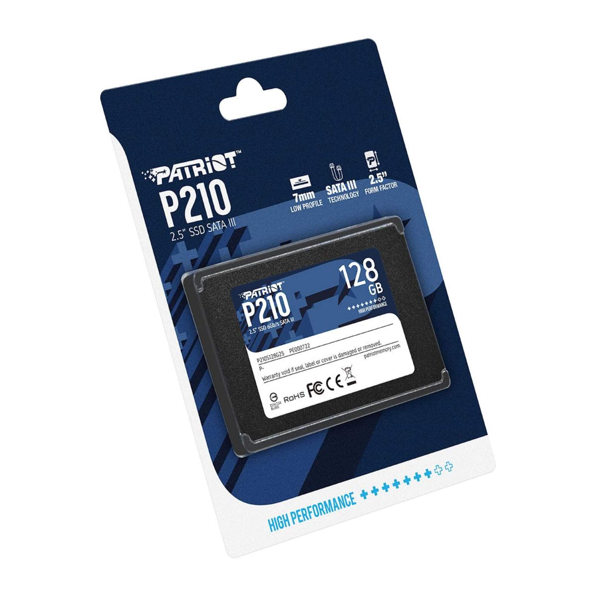 SSD Patriot P210 128GB Sata III Leitura 500MB/s e Gravação 400MB/s P210S128G25 Patriot - SSD048