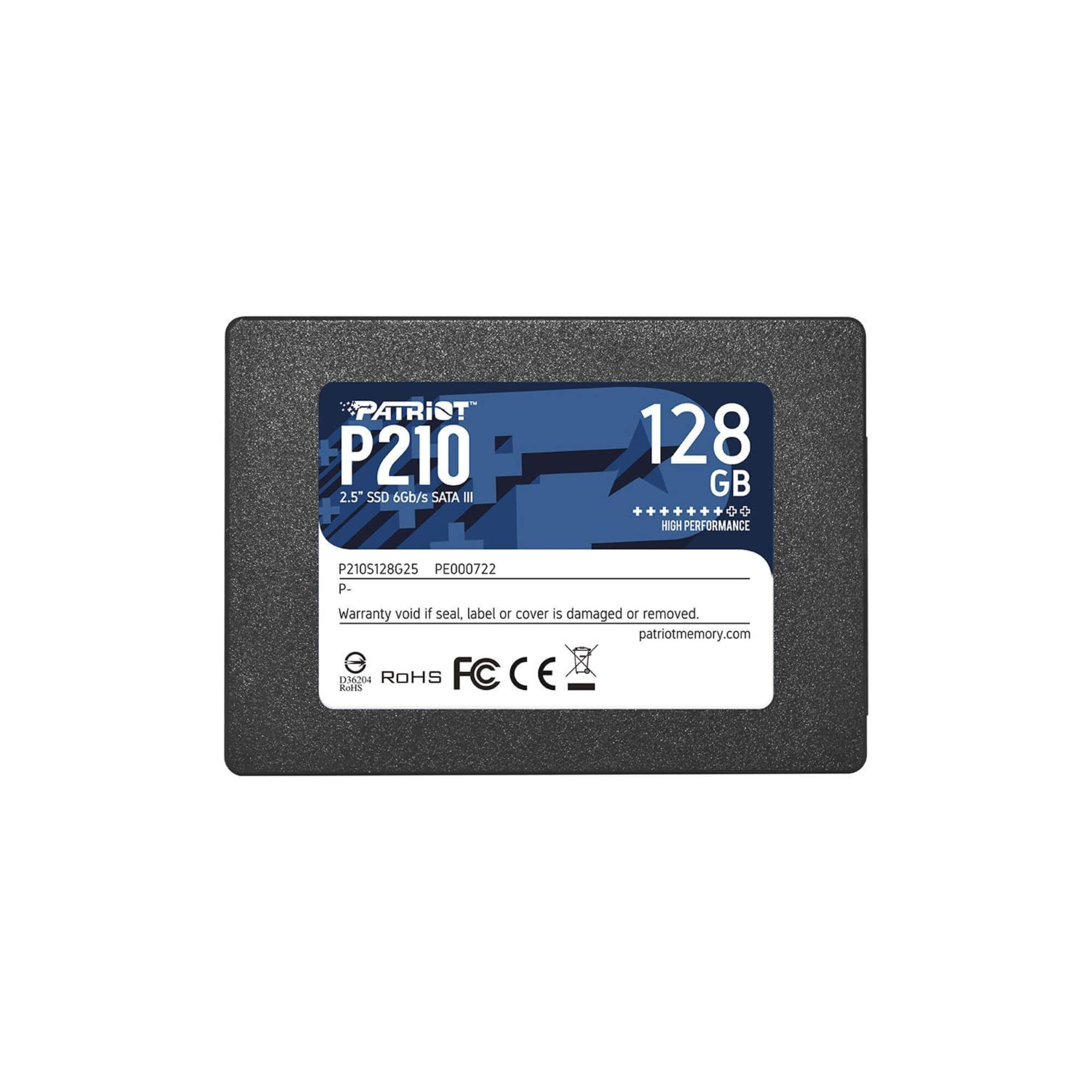 SSD Patriot P210 128GB Sata III Leitura 500MB/s e Gravação 400MB/s P210S128G25 Patriot - SSD048