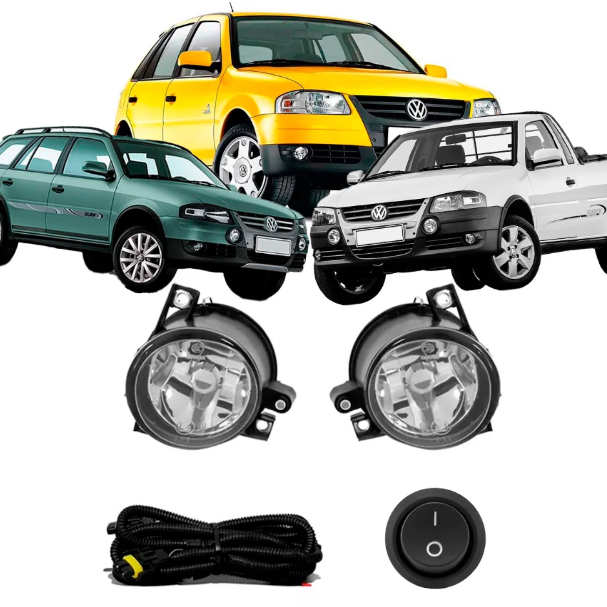 Kit Farol de Milha Gol Parati Saveiro G4 2005 a 2014 com Botão Tic Tac 2 Pinos Suits - STS025VW
