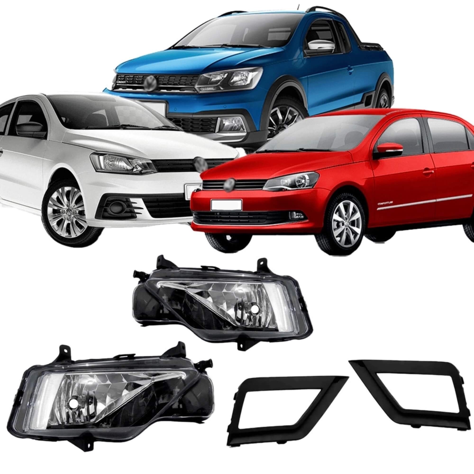 Kit Farol de Milha Saveiro G7 / GOL e Voyage G8 com Moldura Preta e Botão Tic Tac Suits - STS054VW